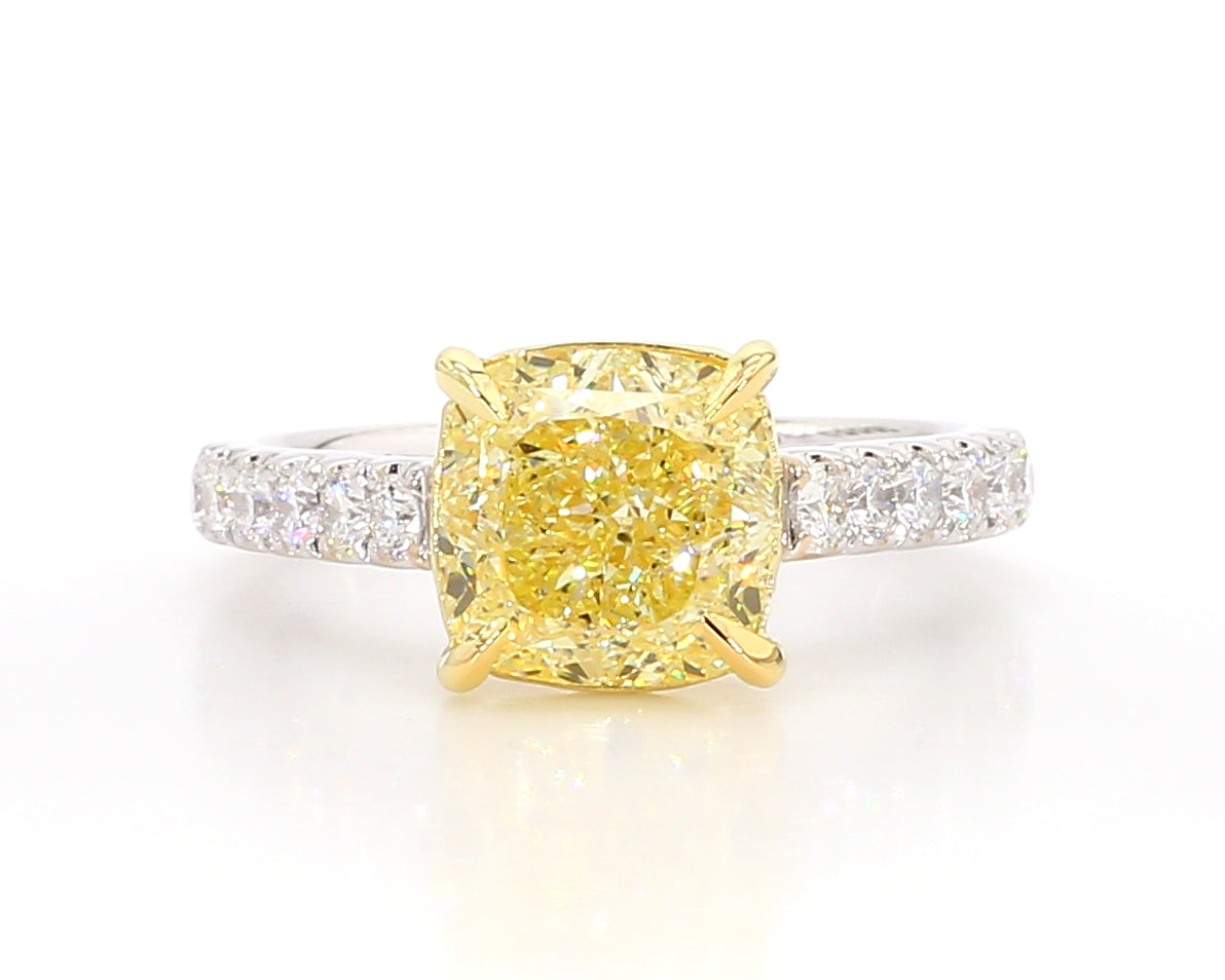 Natural Yellow Cushion Diamond Ring GIA Certified product image 1