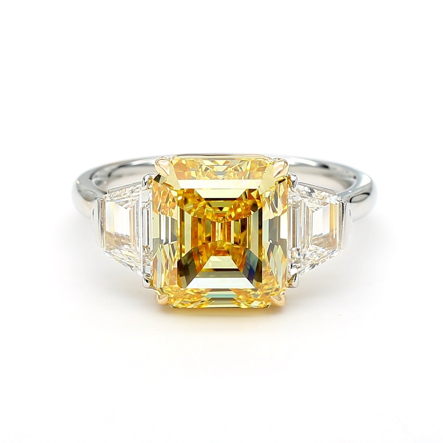 Natural Yellow Emerald Diamond Ring GIA Certified product image 1