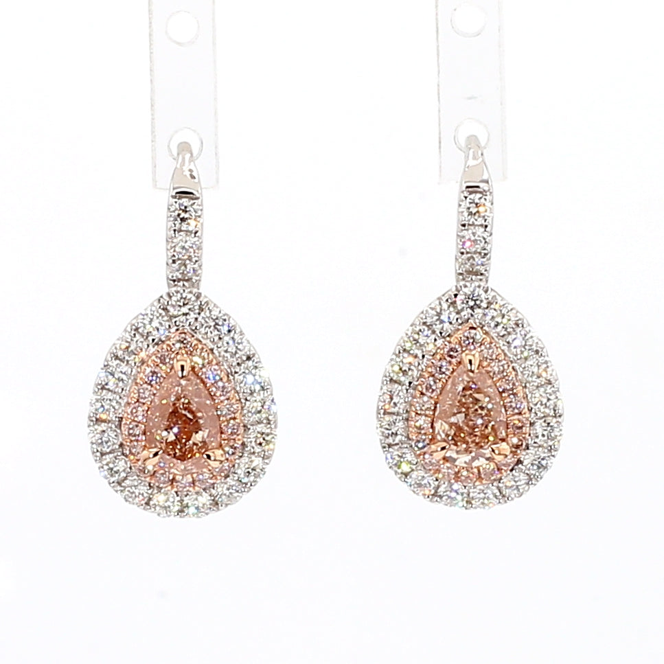 Natural Pink Pear Diamond Earring | GIA Certified