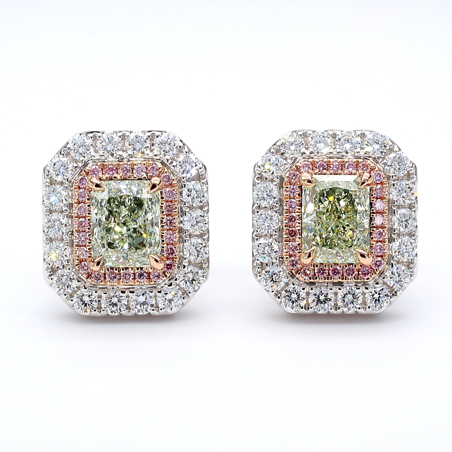 Natural Green Radiant Diamond Earring Gia CERTIFIED