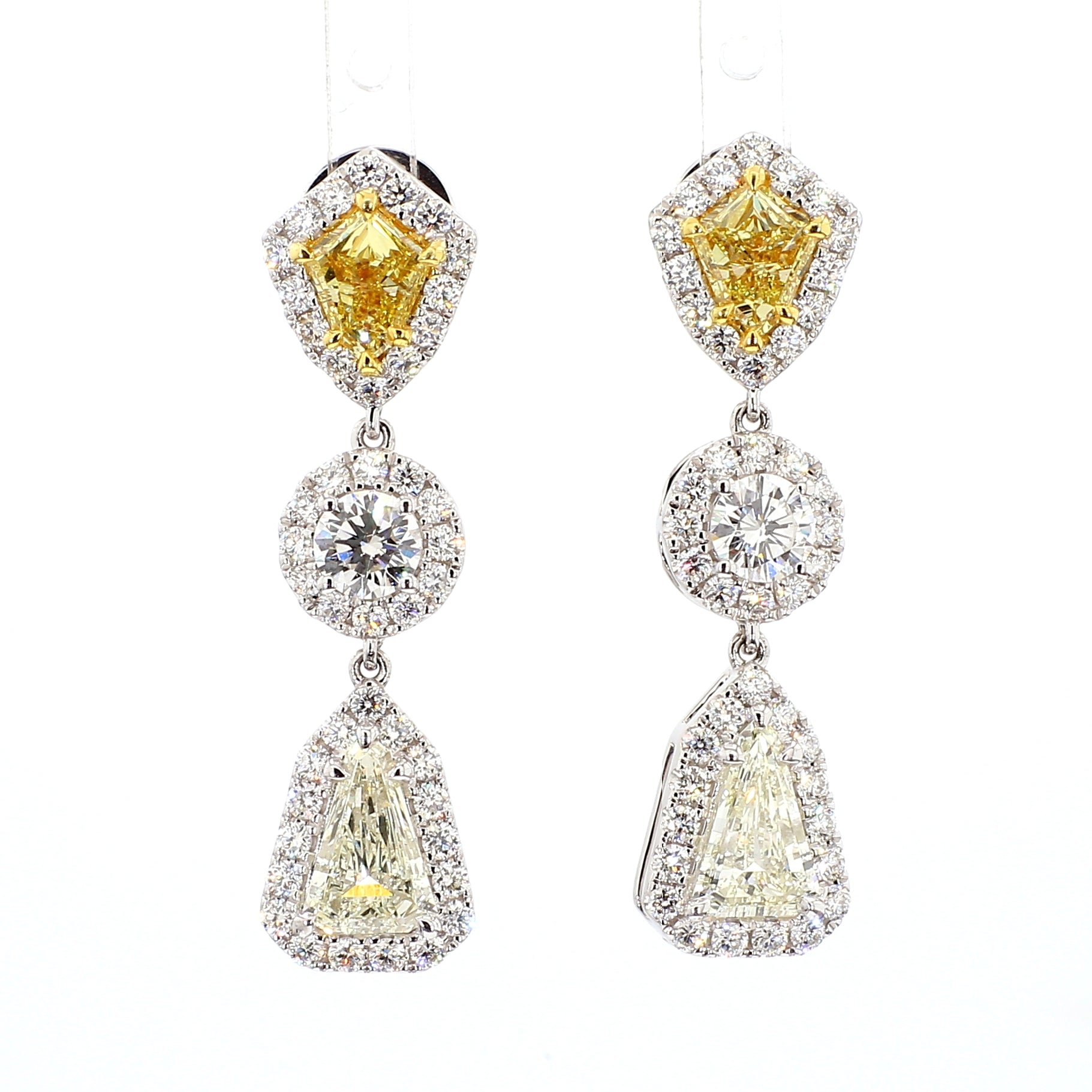 Natural White Shield Diamond Earring Gia Certified