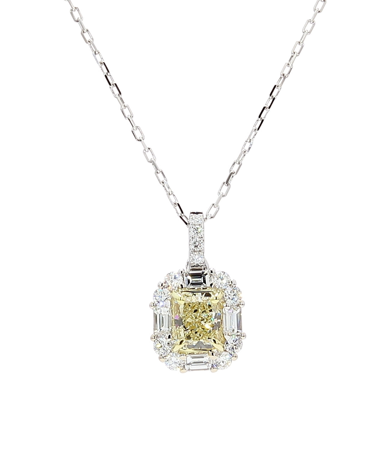 Natural Yellow Radiant Diamond Pendant Gia Certified