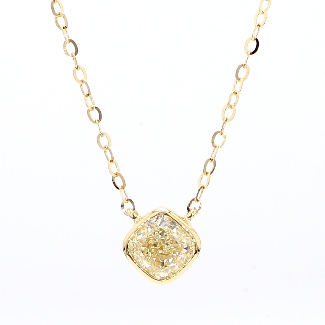 Natural Yellow Cushion Diamond NECKLACE