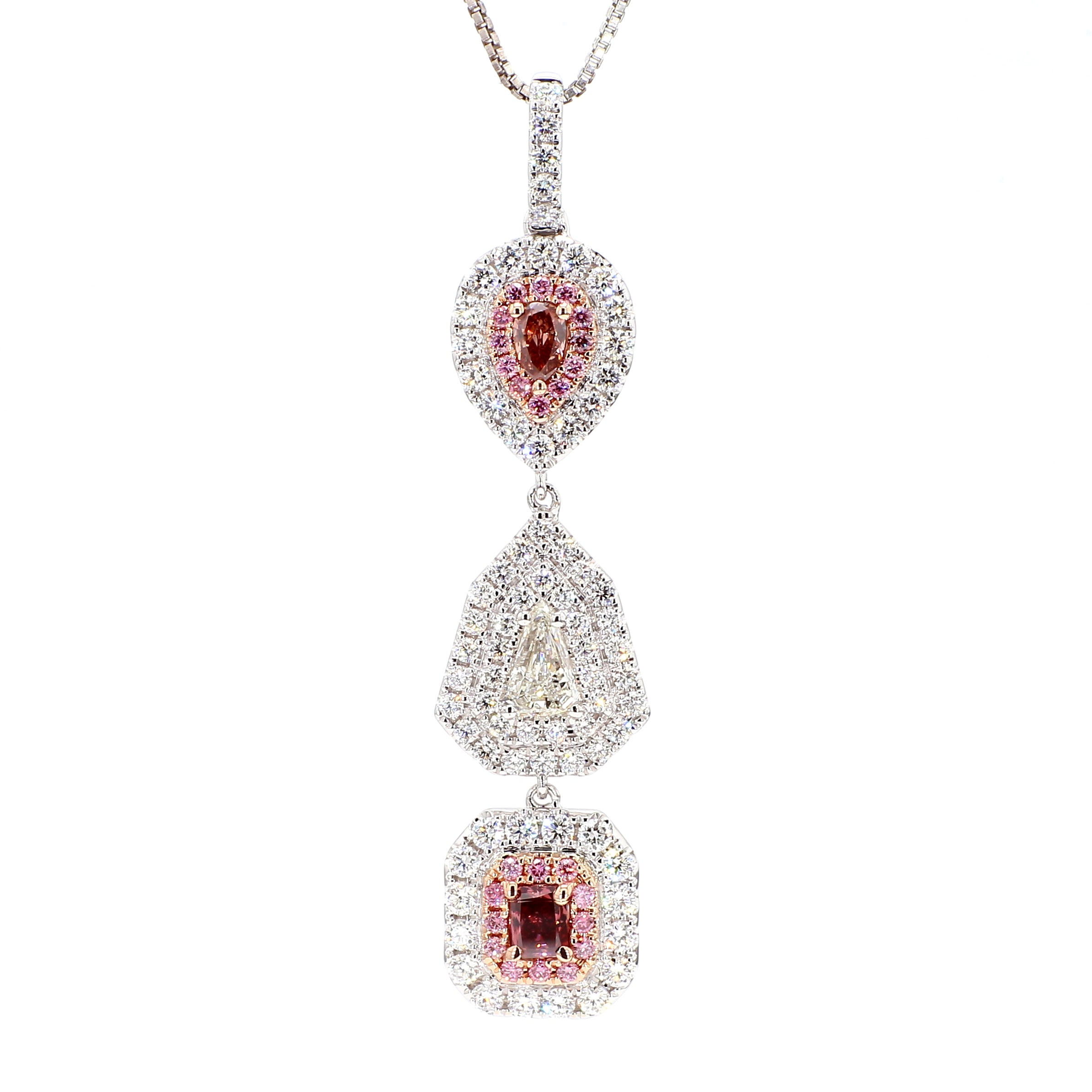 Natural Pink Pear Diamond Pendant Gia Certified