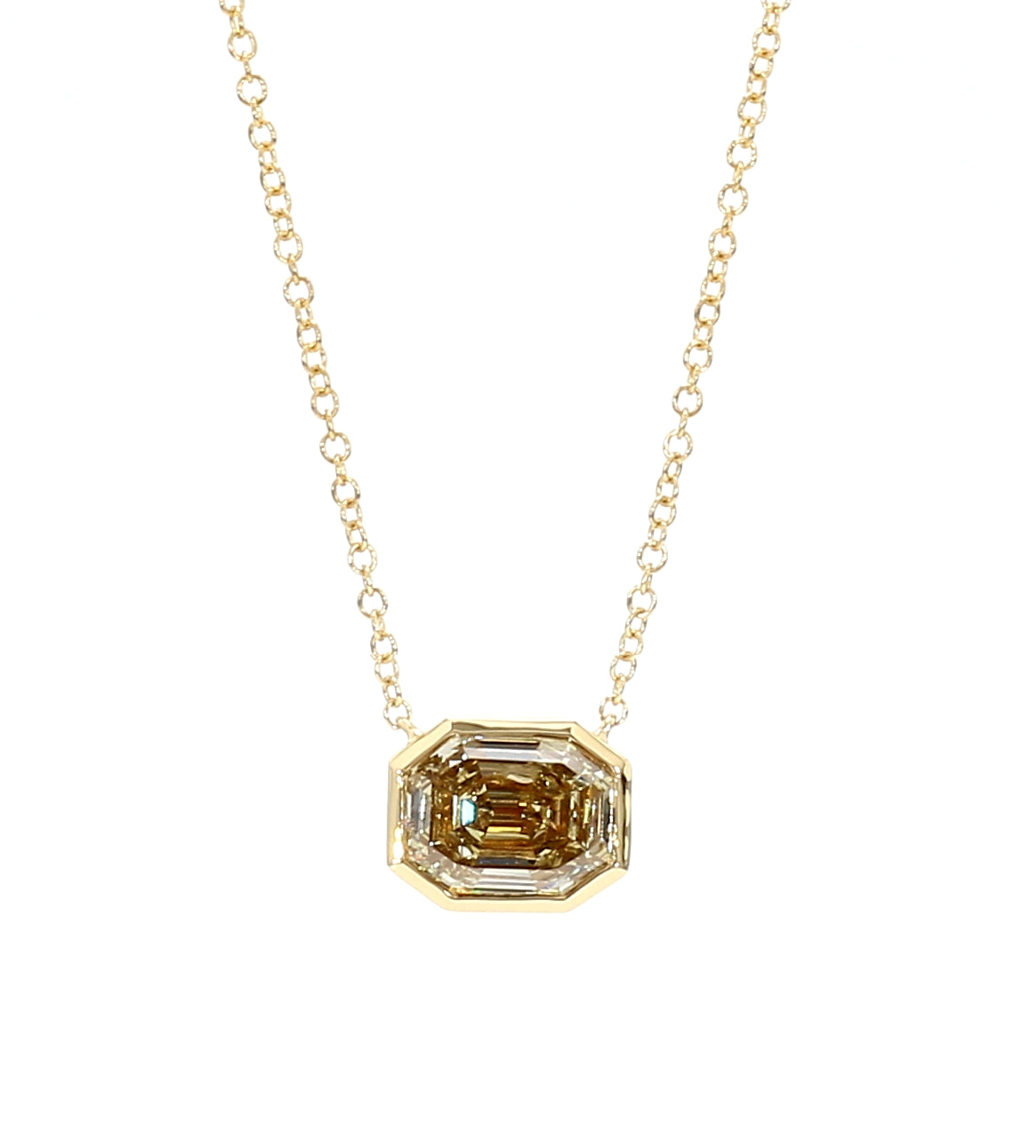 Natural Yellow Emerald Diamond Necklace Gia Certified