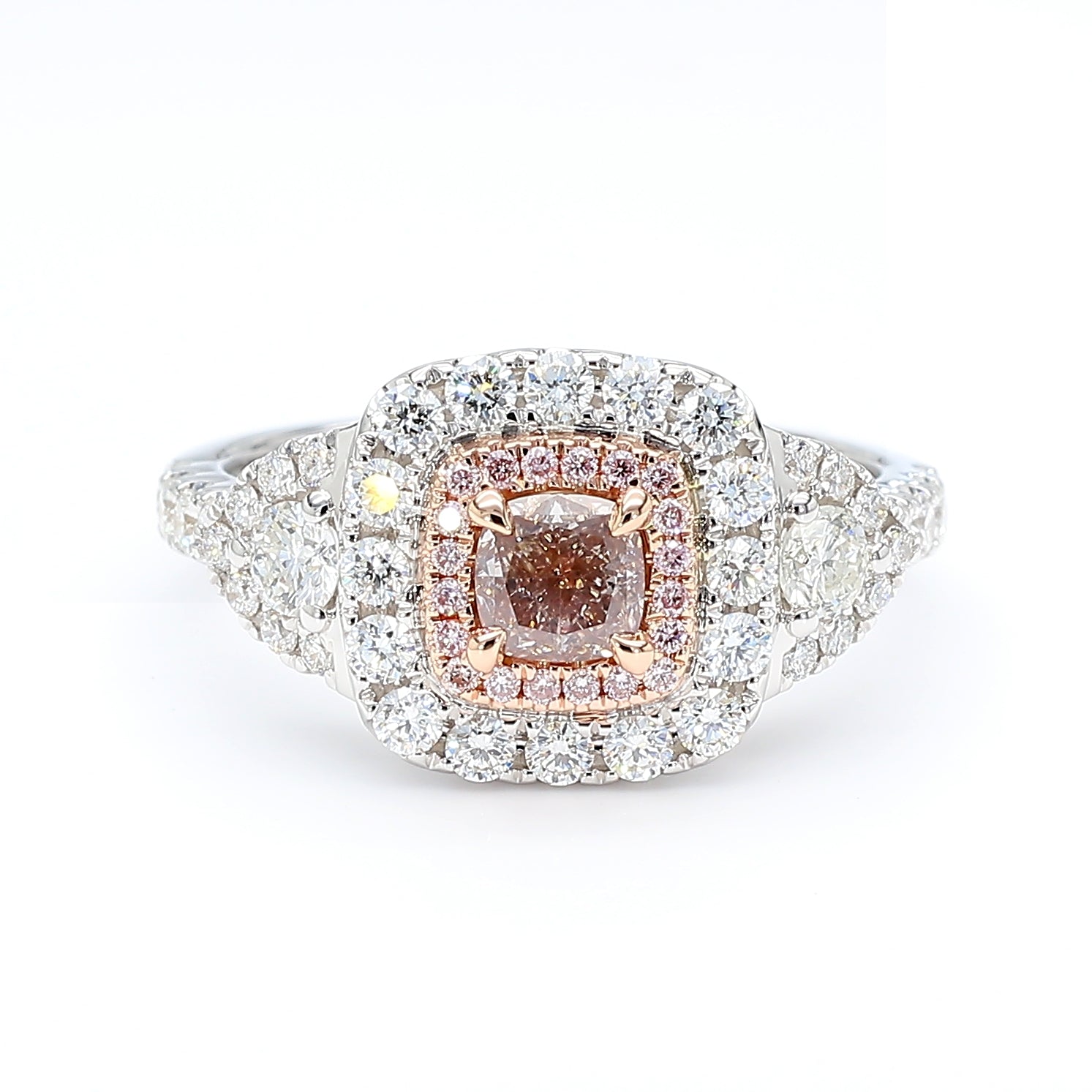 Natural Pink Cushion Diamond Halo Ring | GIA CERTIFIED