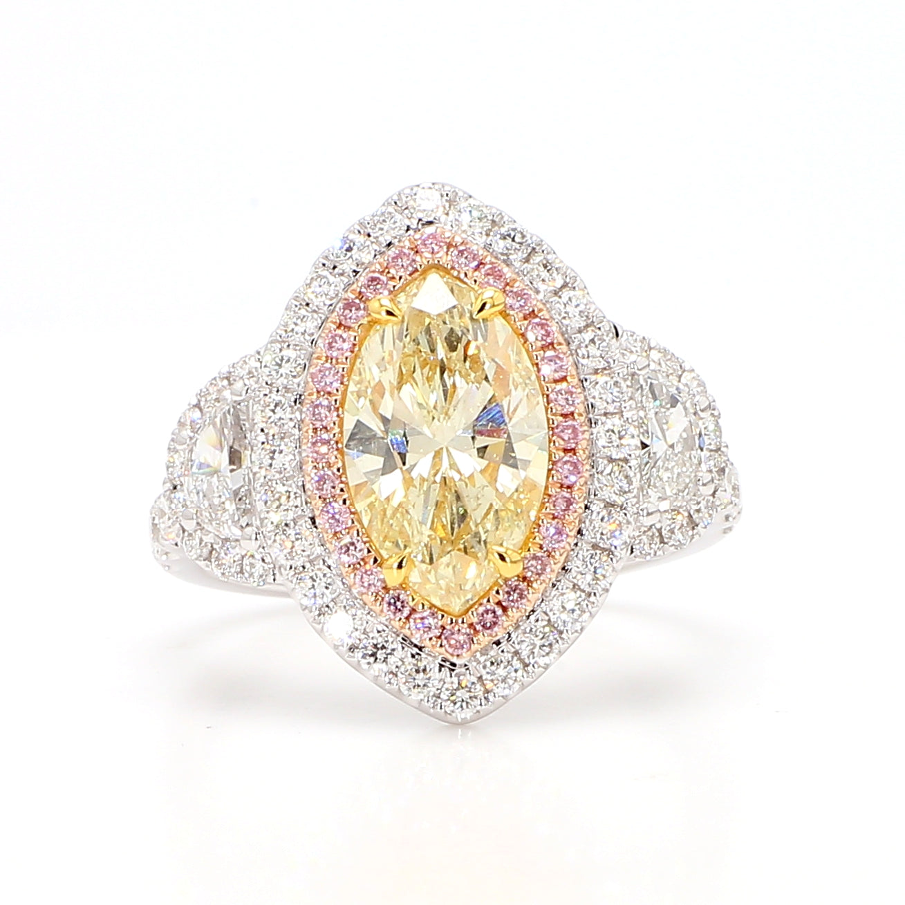 Natural Yellow Marquise Diamond Halo Ring | GIA Certified