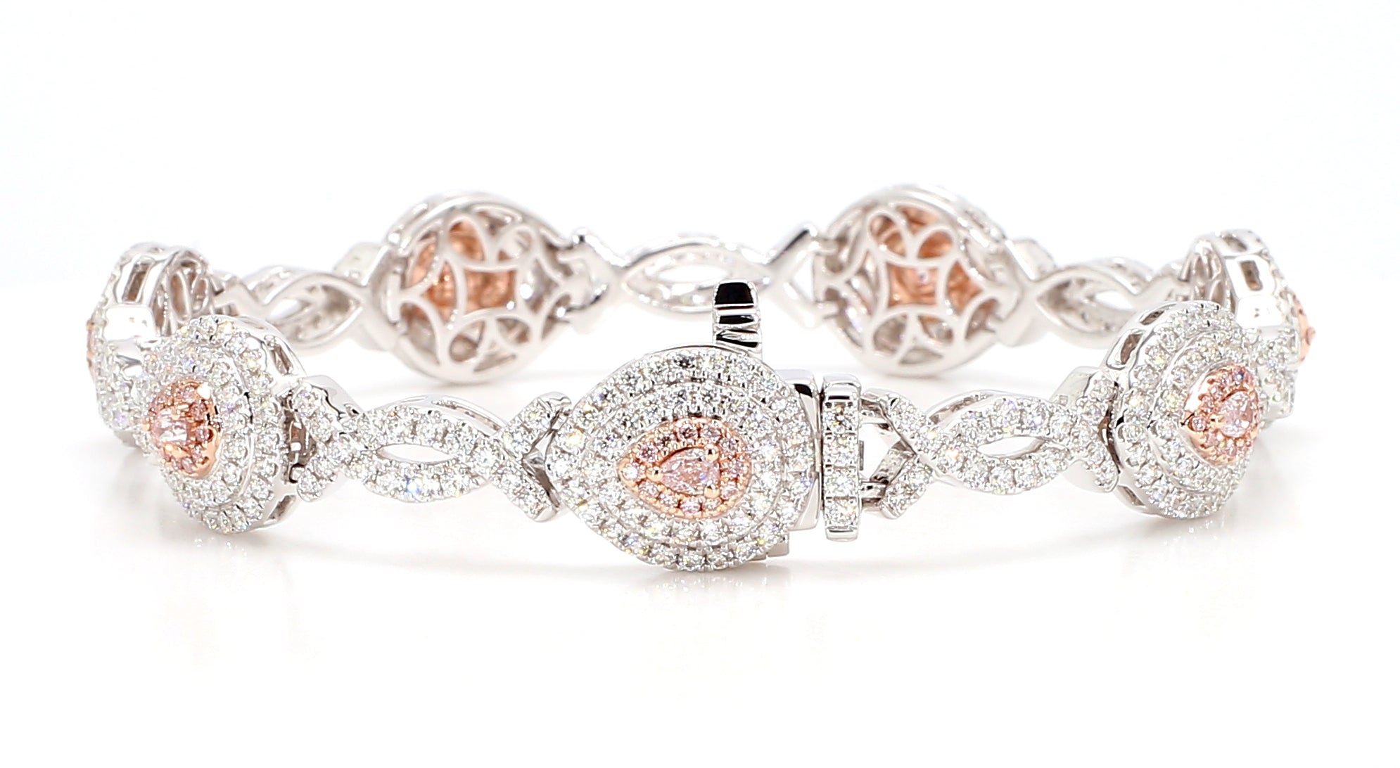 Natural Pink Pear Diamond Bracelet Gia Certified