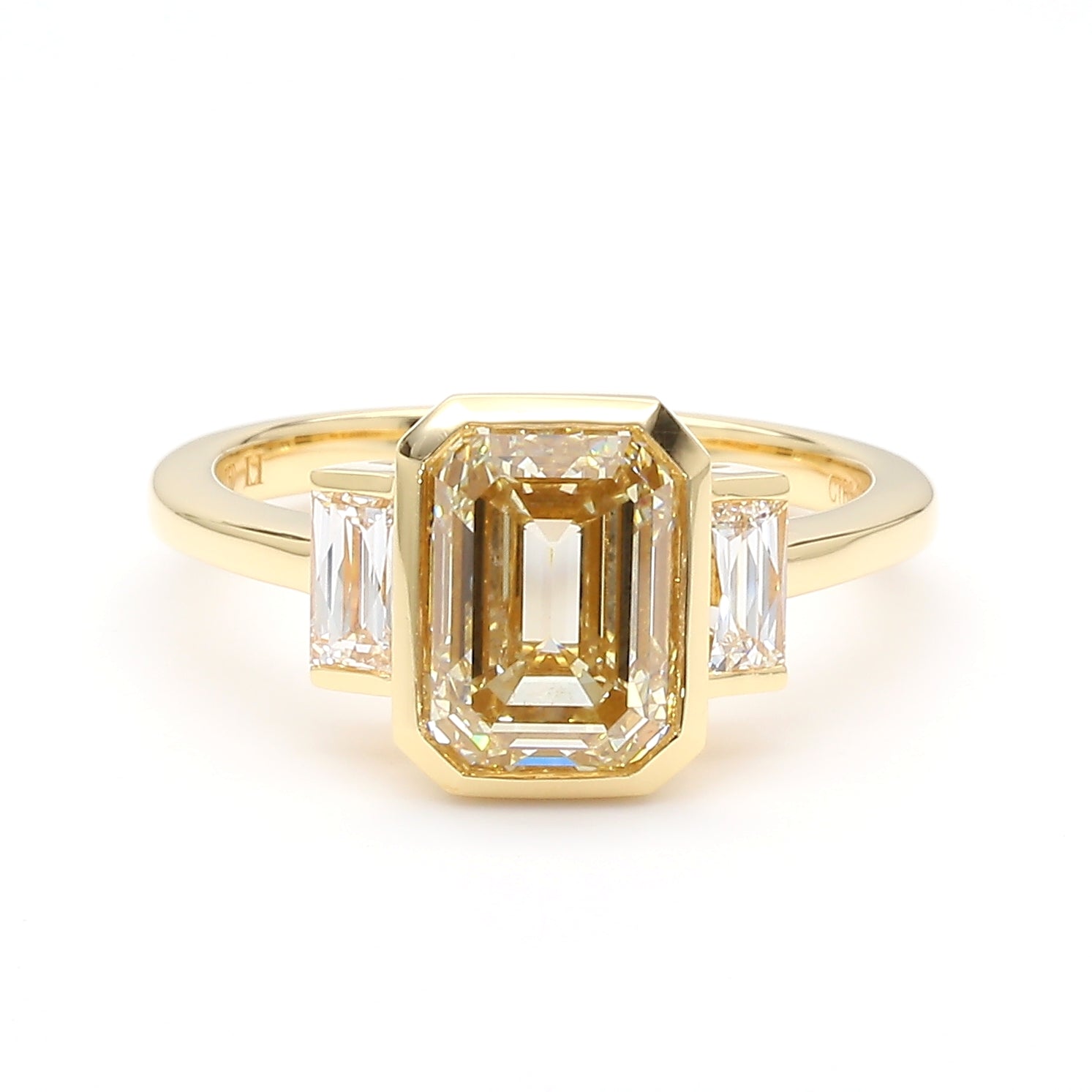 Natural Yellow Emerald Diamond Ring Gia Certified