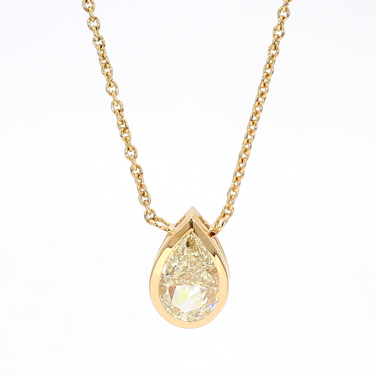 Natural Yellow Pear Diamond Necklace