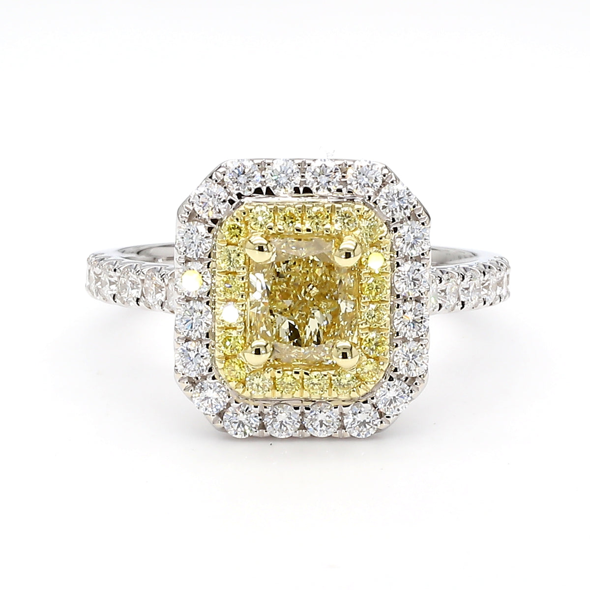 Natural Yellow Radiant Diamond Ring | GIA Certified