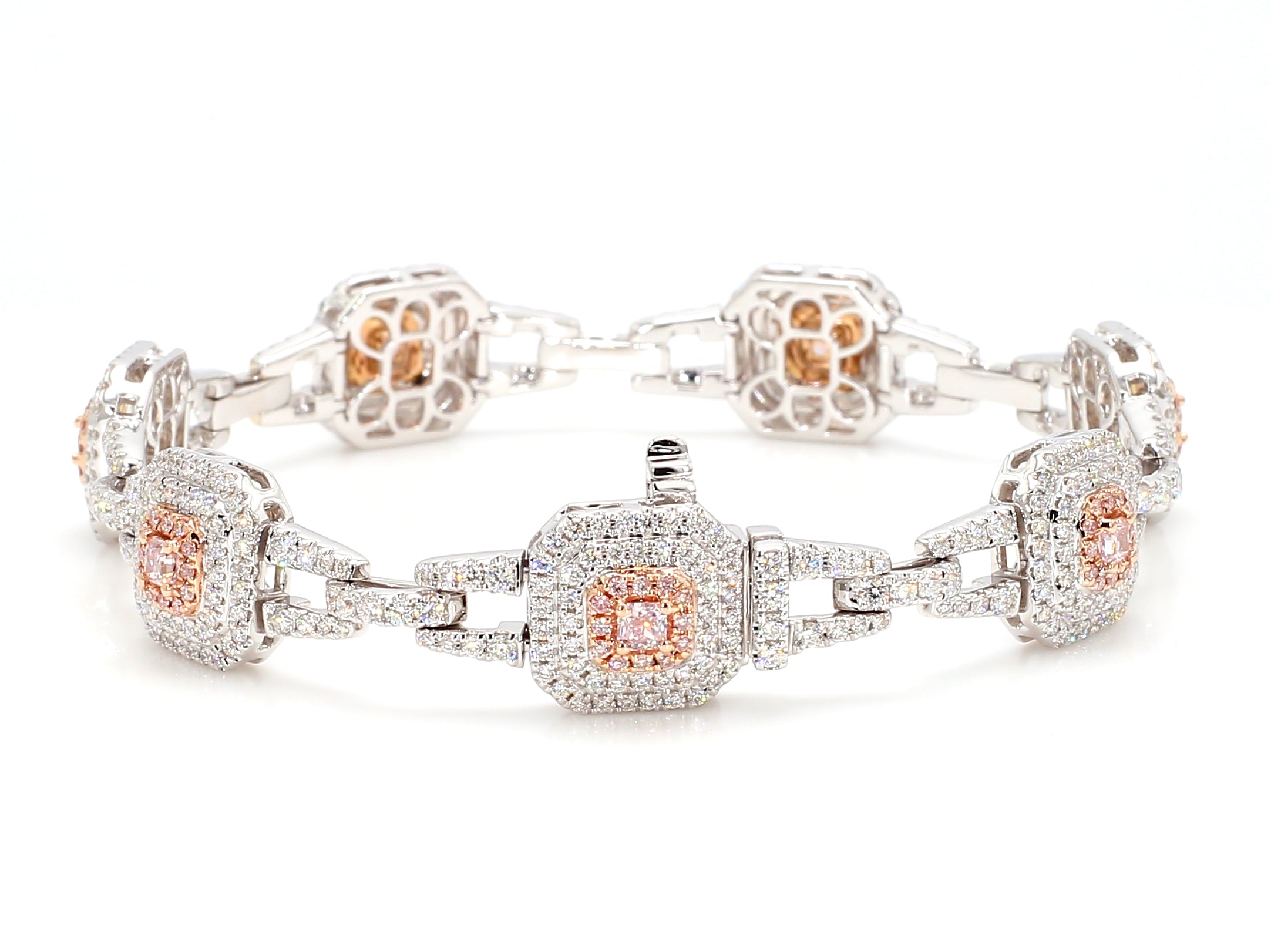 Natural Pink Radiant Diamond Bracelet Gia Certified