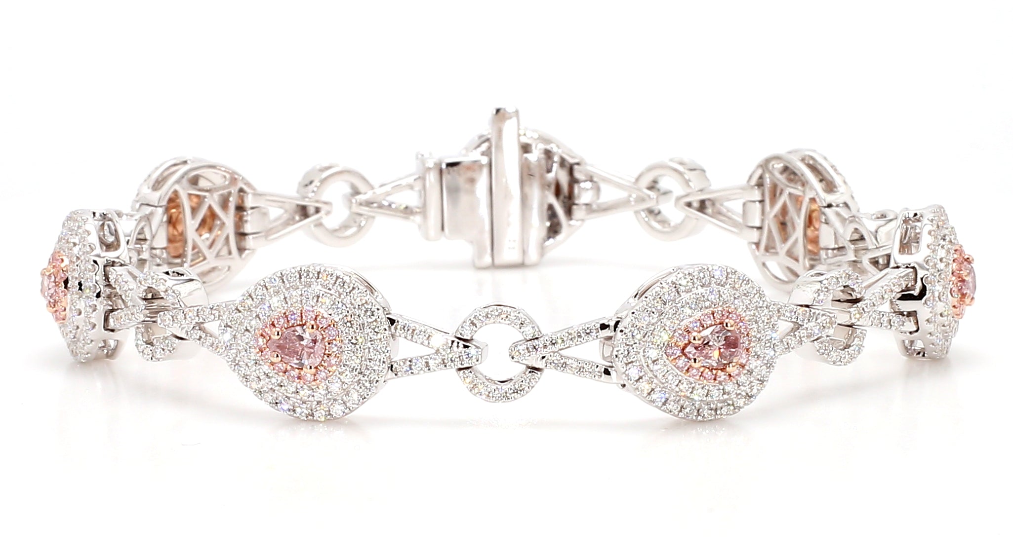 Natural Pink Pear Diamond Bracelet Gia Certified
