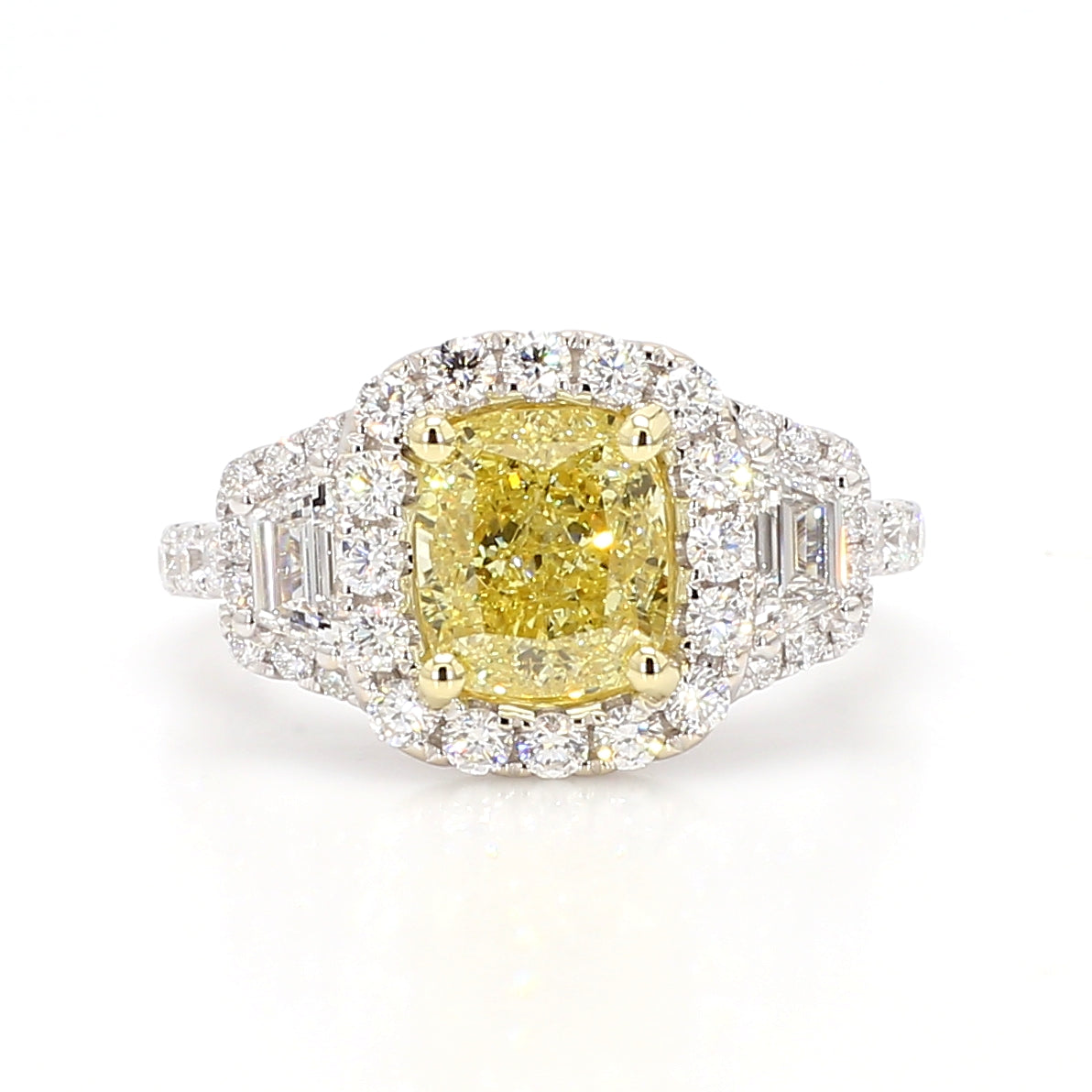 Natural Yellow Cushion Diamond Ring | GIA Certified