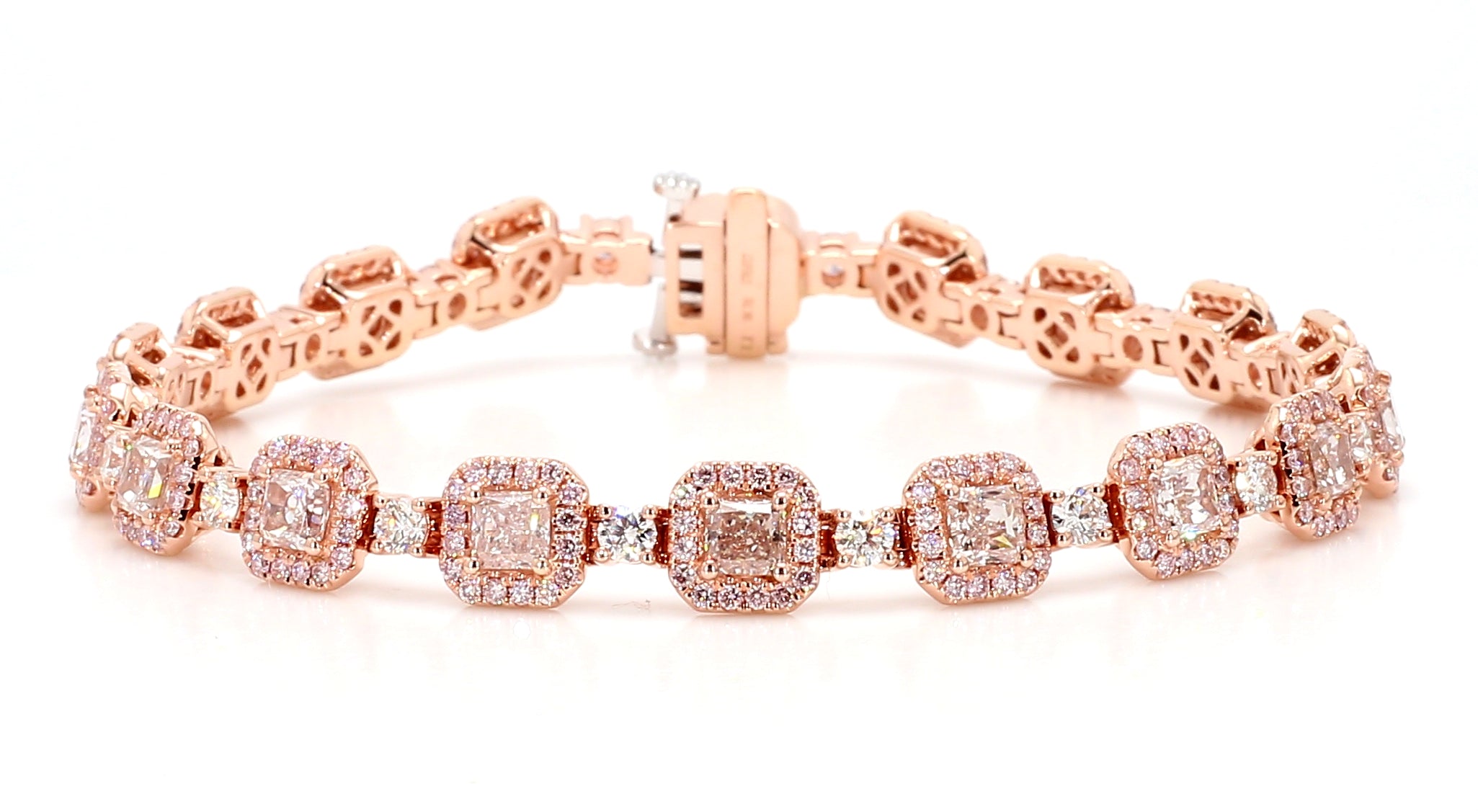 Natural Pink Cushion Diamond Bracelet Gia CERTIFIED