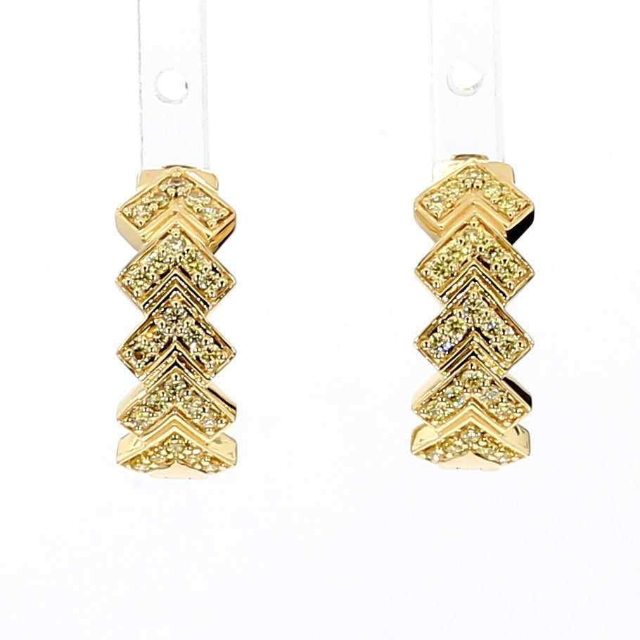 Natural Yellow Round Diamond Earring