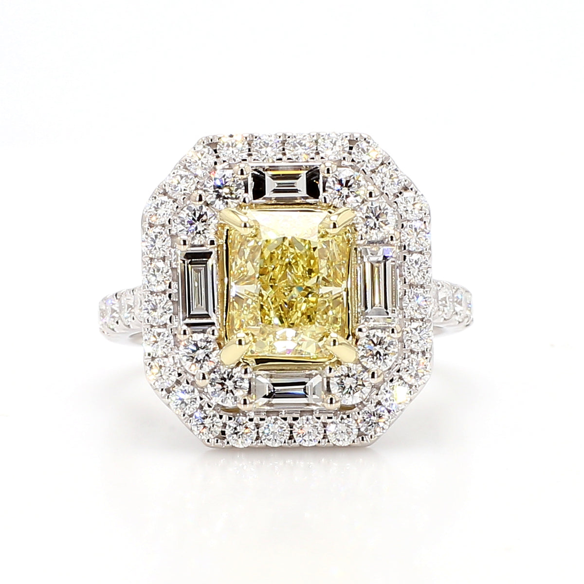 Natural Yellow Radiant Diamond Ring | GIA Certified