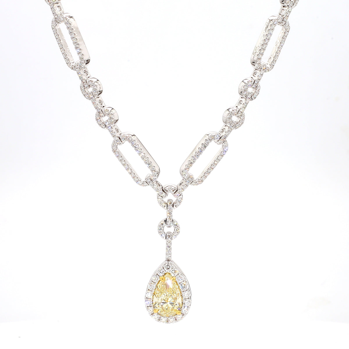 Natural Yellow Pear Diamond Necklace | GIA Certified
