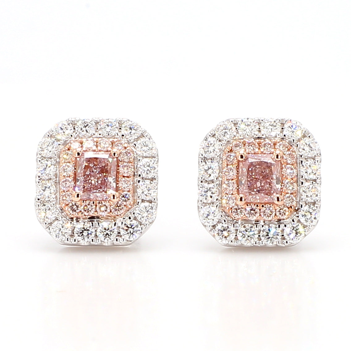 Natural Pink Radiant Diamond Earring | GIA Certified