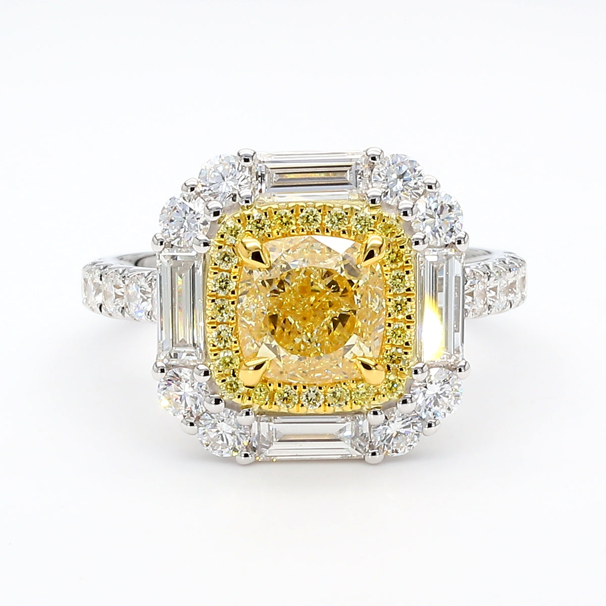 Natural Yellow Cushion Diamond Ring | GIA Certified