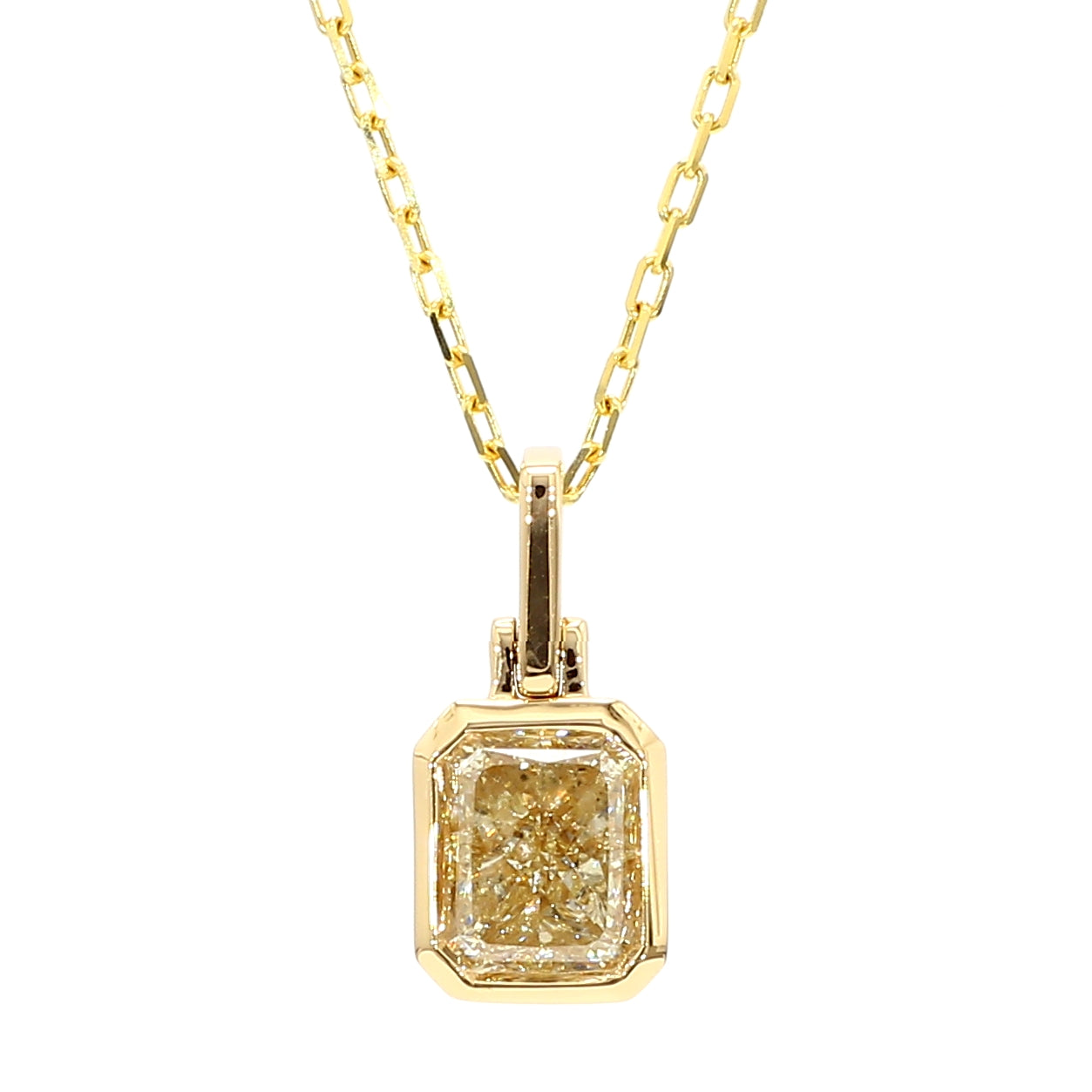 Natural Yellow Radiant Diamond Pendant Gia Certified