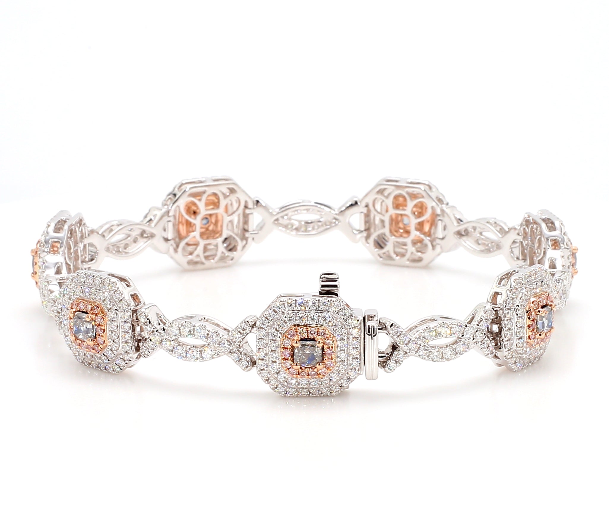 Natural Gray Radiant Diamond Bracelet Gia Certified