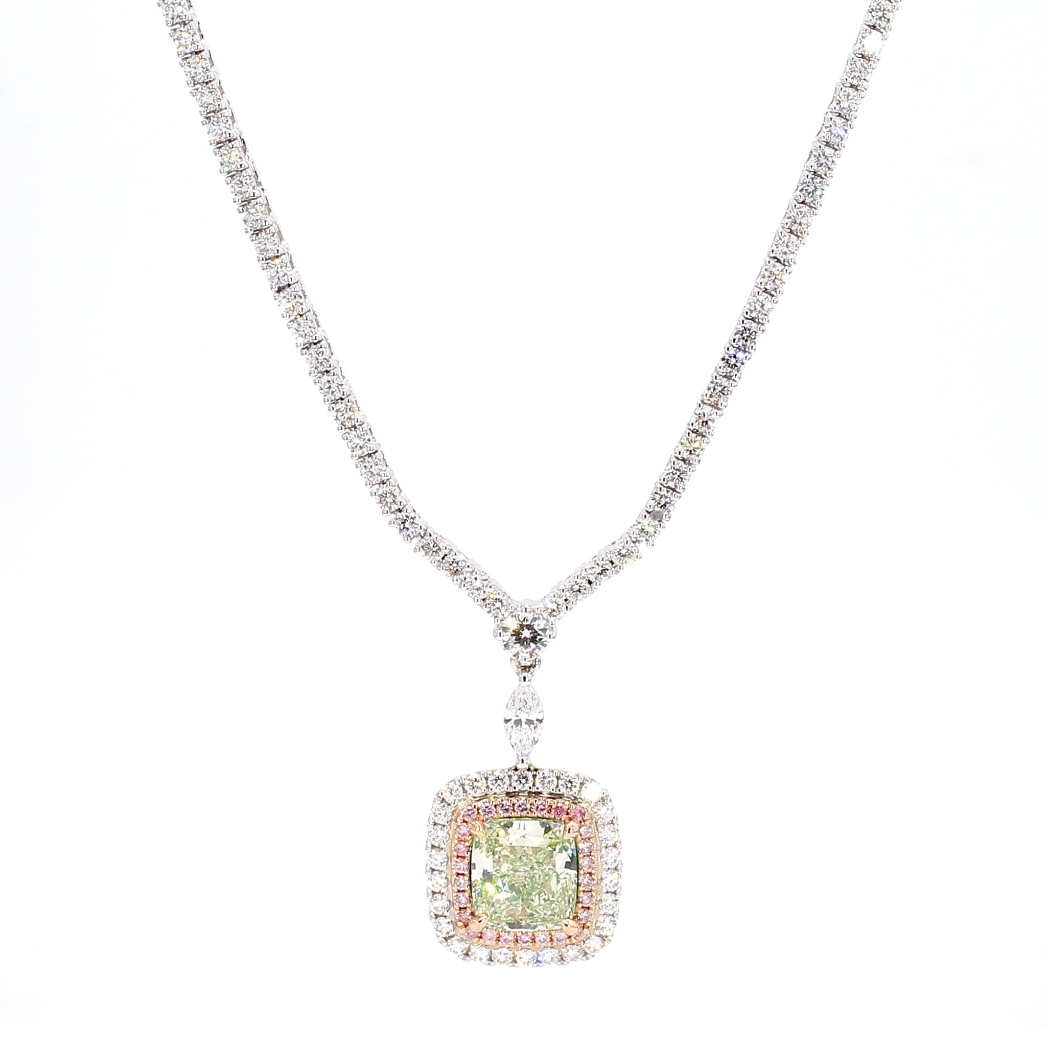 Natural Green Cushion Diamond Necklace GIA Certified product image 1