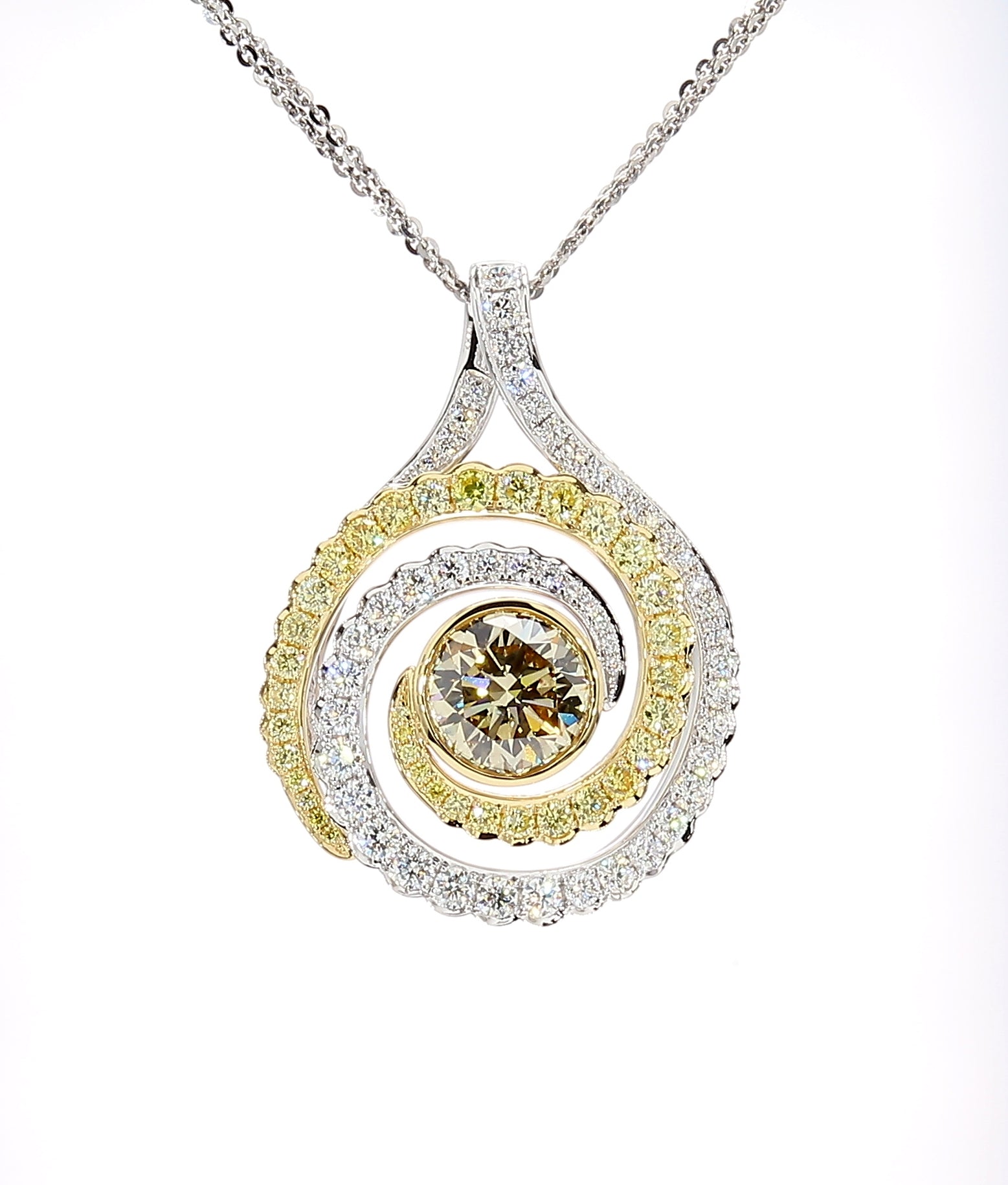 Natural Yellow Round Diamond Pendant Gia Certified