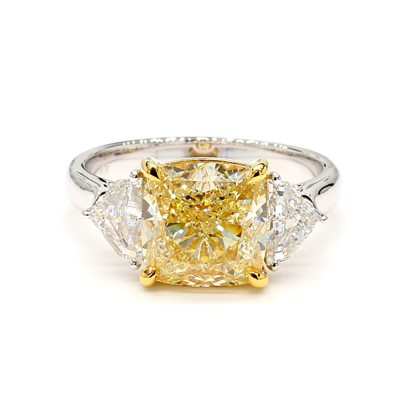 Natural Yellow Cushion Diamond Ring GIA Certified product image 1