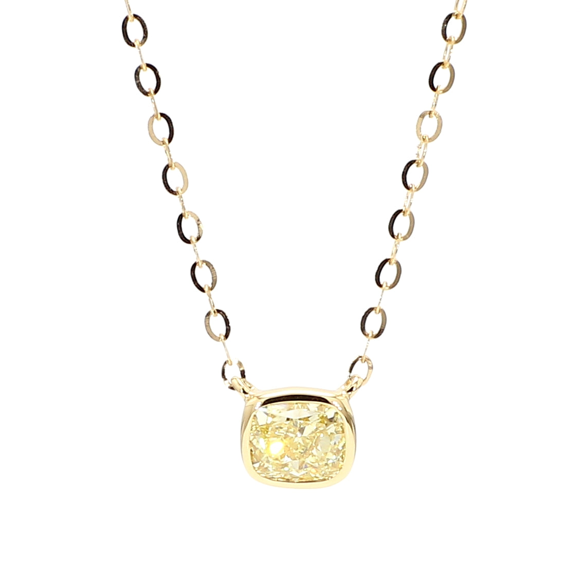 Natural Yellow Cushion Diamond Necklace