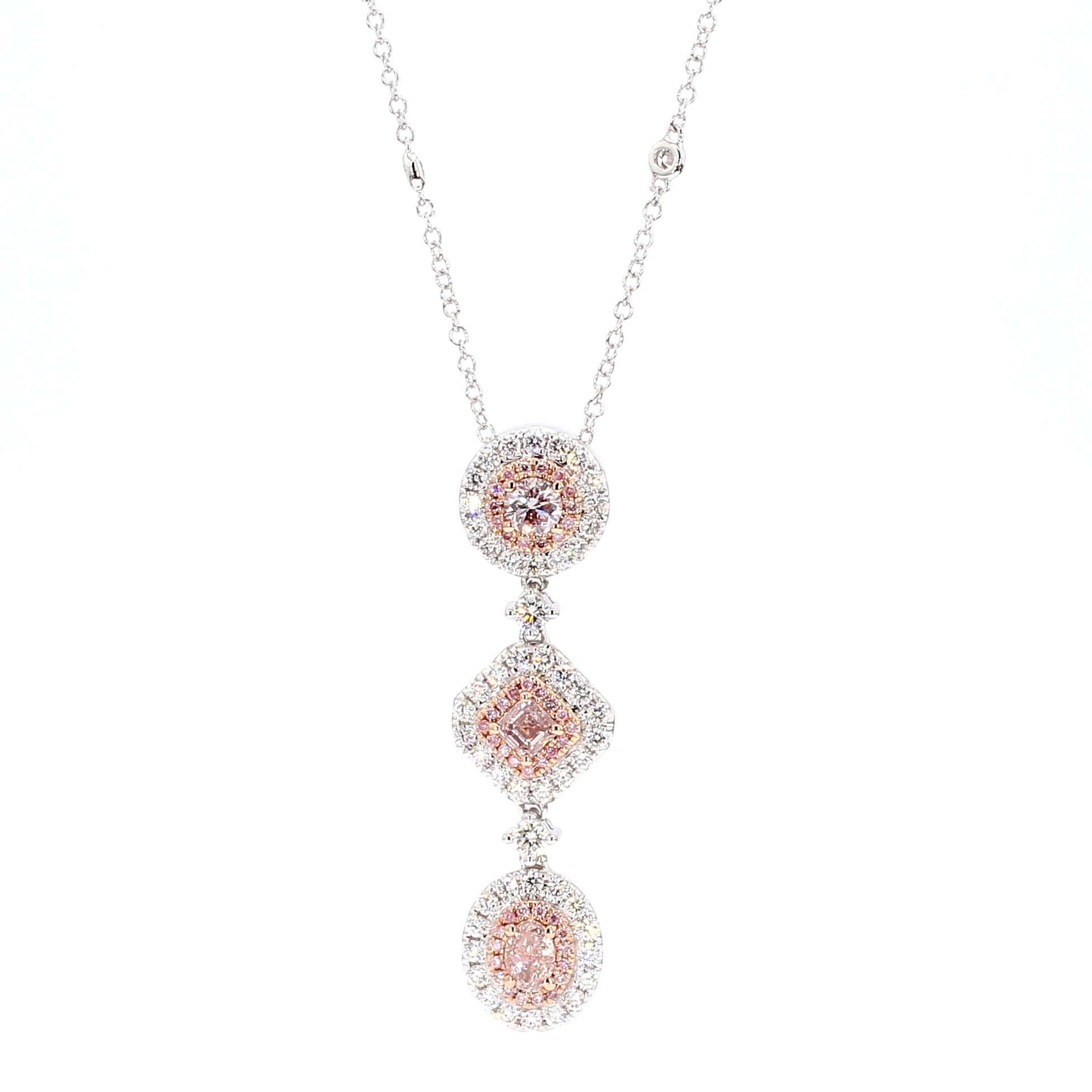 Natural Pink Round Diamond Necklace Gia Certified