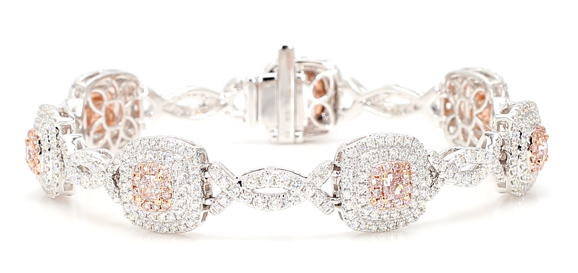 Natural Pink Cushion Diamond Bracelet Gia Certified