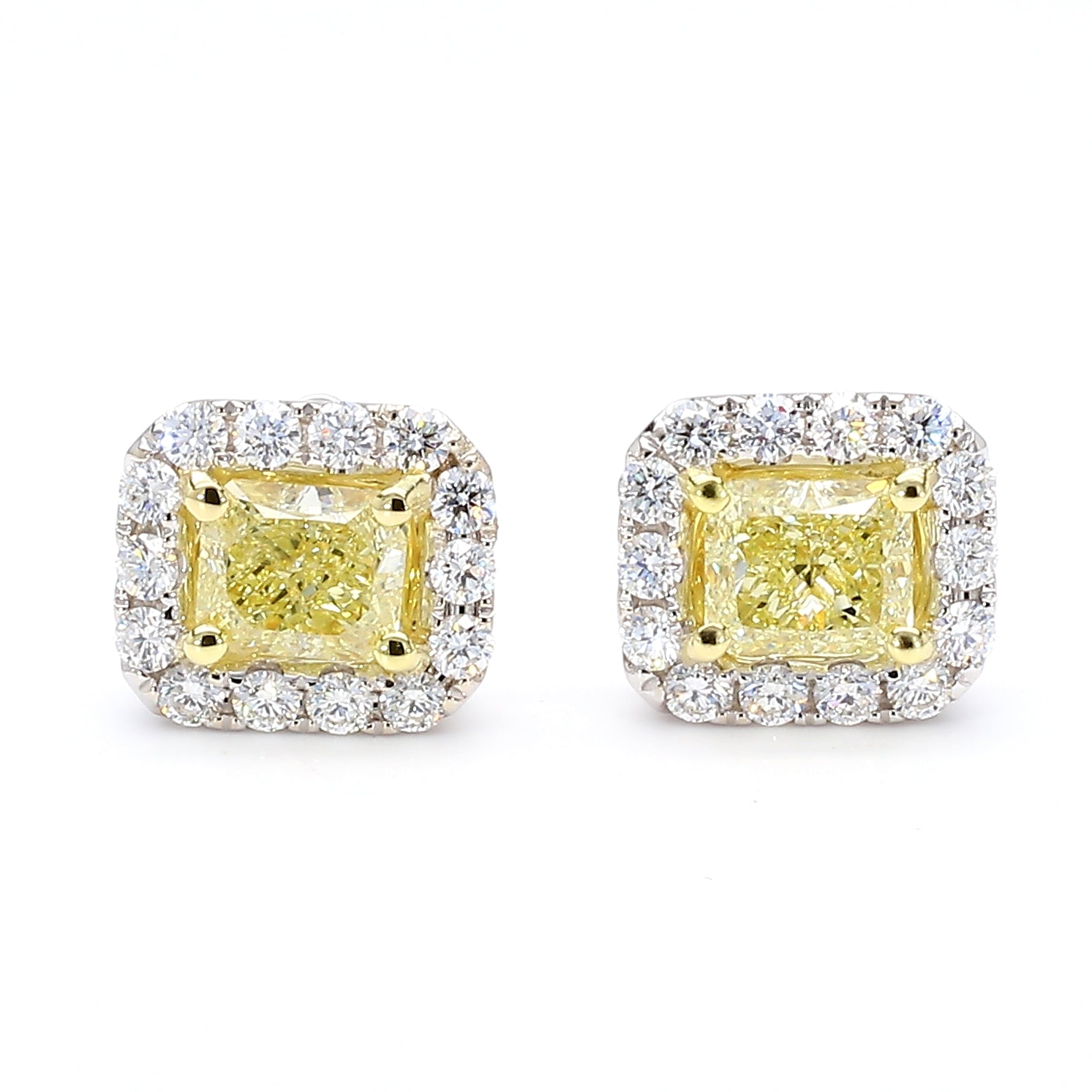 Natural Yellow Radiant Diamond Earring Gia Certified