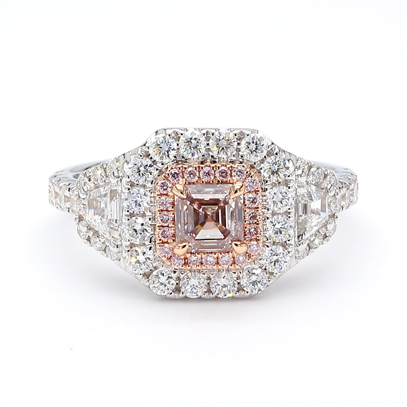 Natural Pink Asscher Diamond Ring Gia Certified