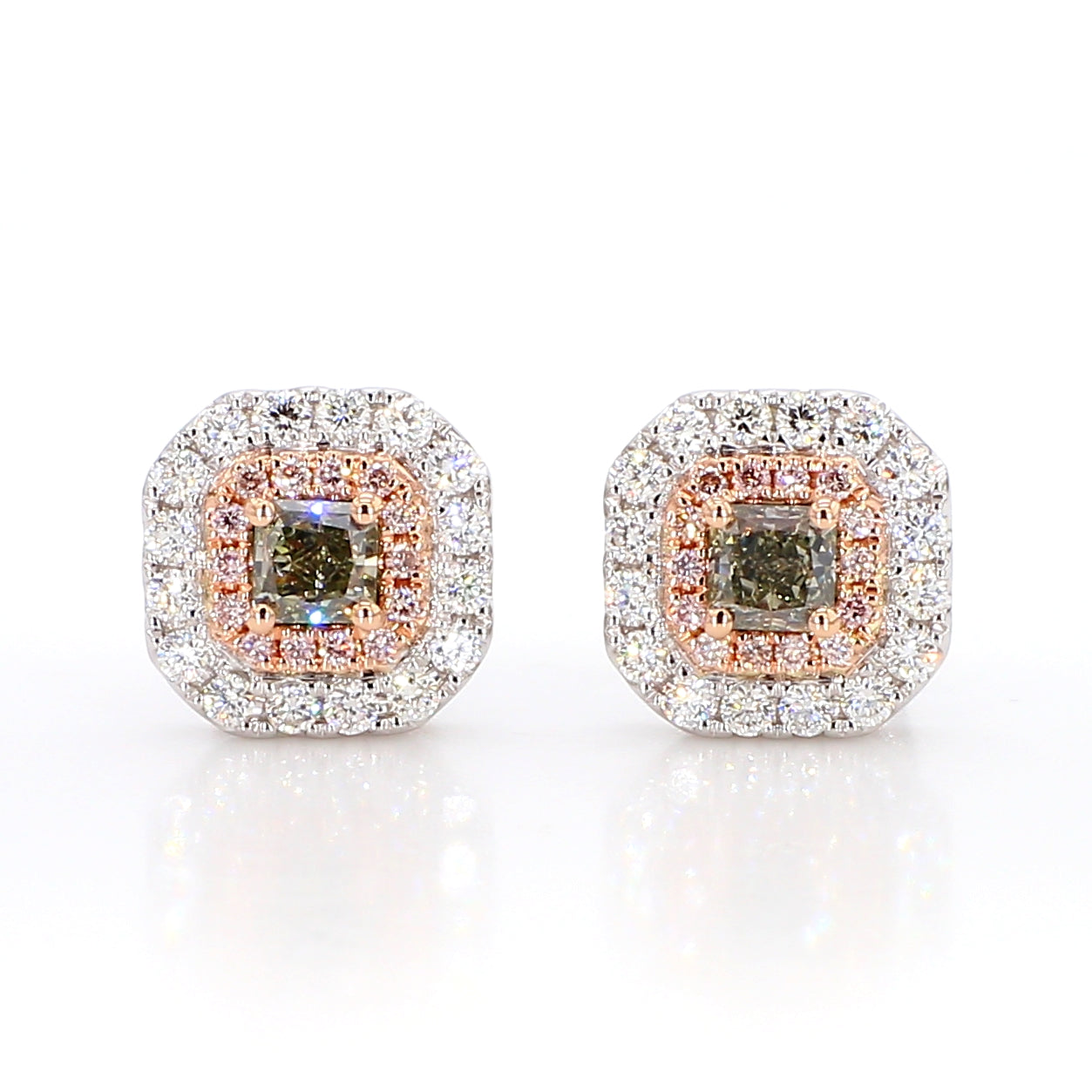 Natural Green Cushion Diamond Earring GIA Certified product image 1