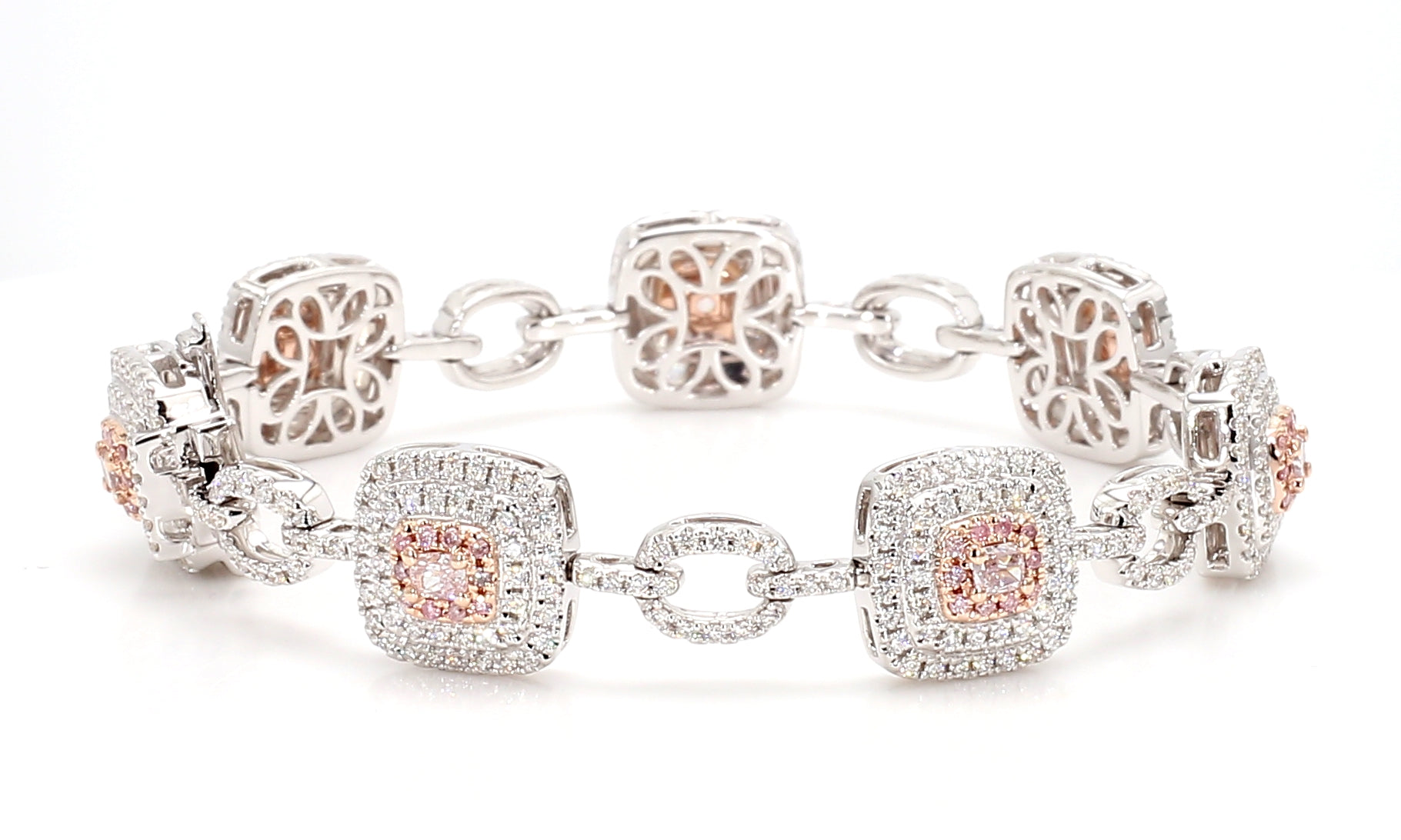 Natural Pink Cushion Diamond Bracelet Gia Certified