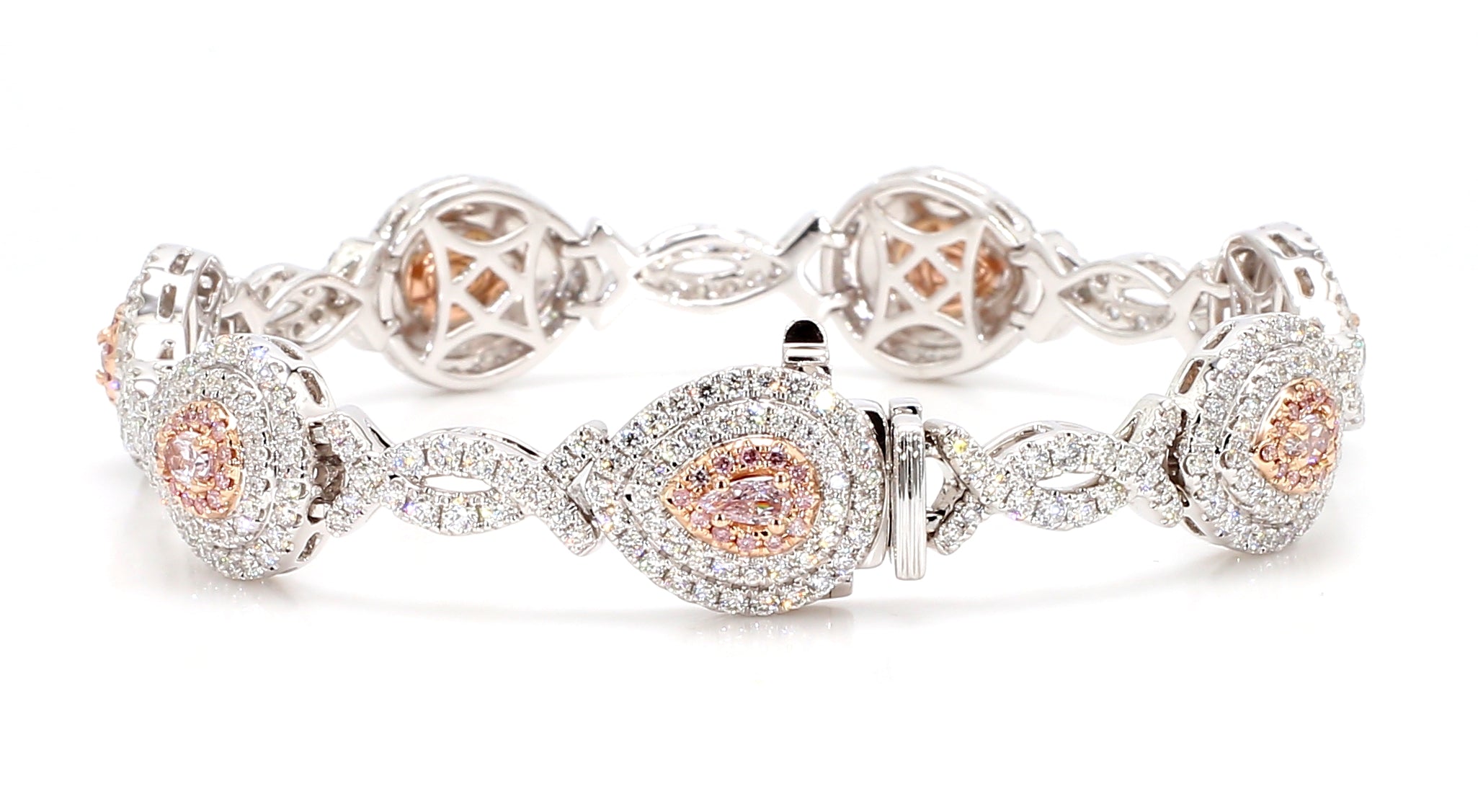 Natural Pink Pear Diamond Bracelet Gia Certified