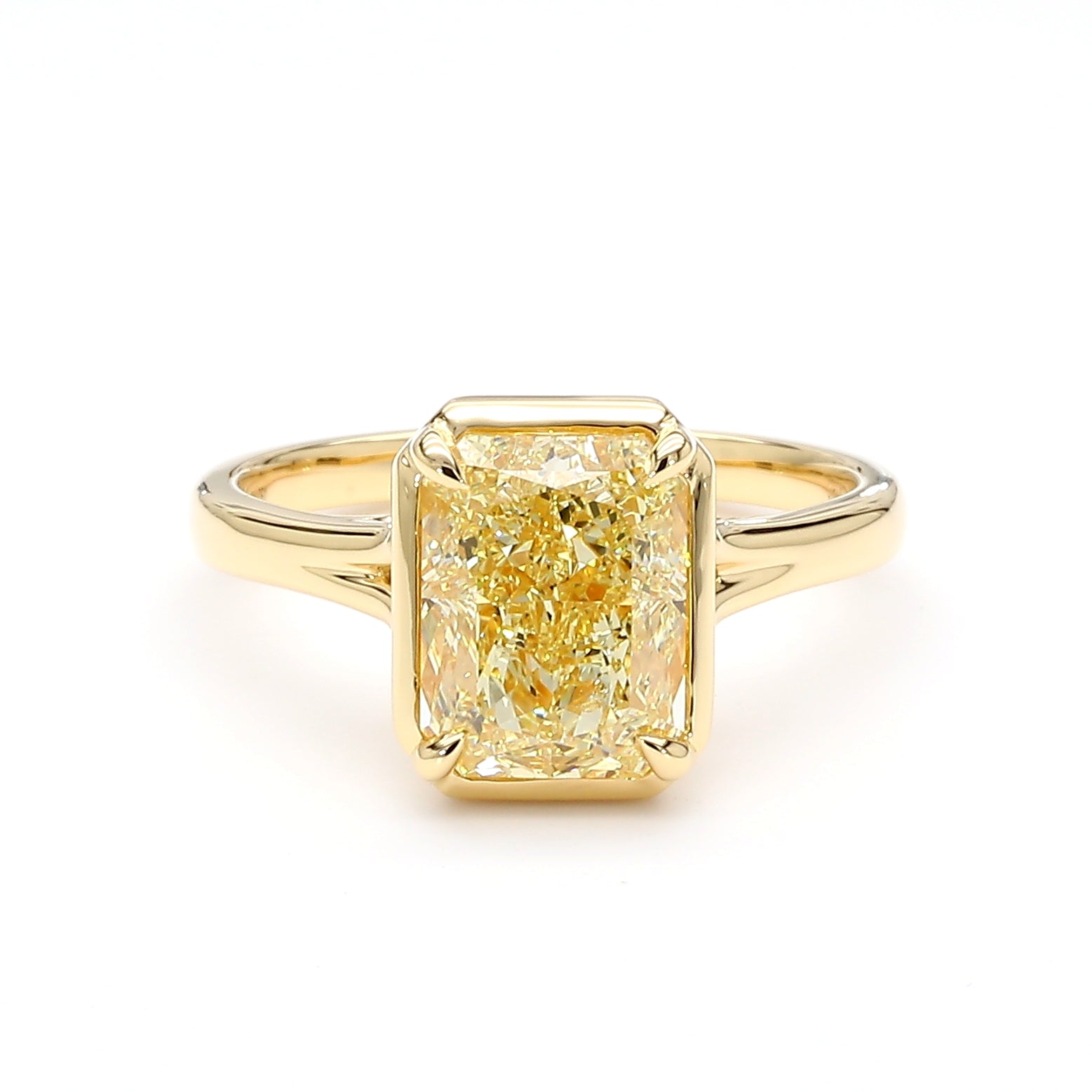 Natural Yellow Radiant Diamond Ring Gia Certified
