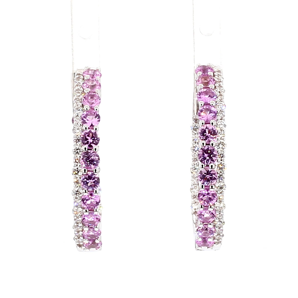 Natural Blue Round Sapphire & White Diamond Earring