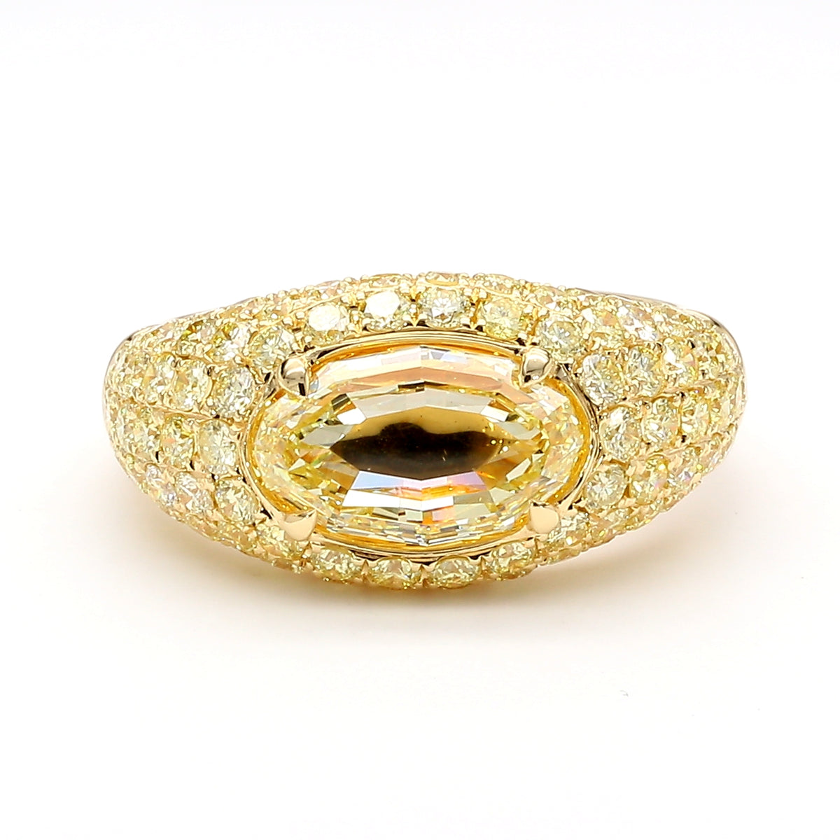 Natural Yellow Oval Diamond Ring | GIA Certified