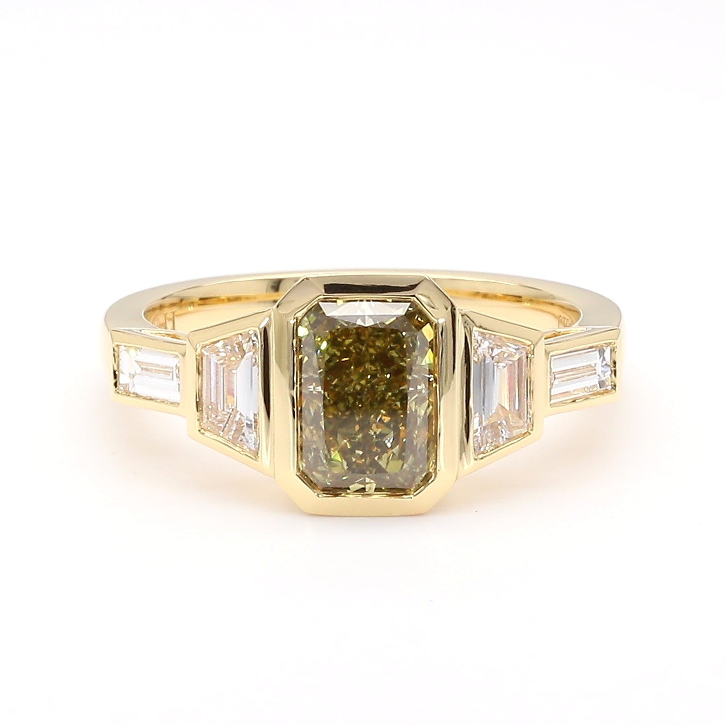 Natural Green Radiant Diamond Ring Gia Certified