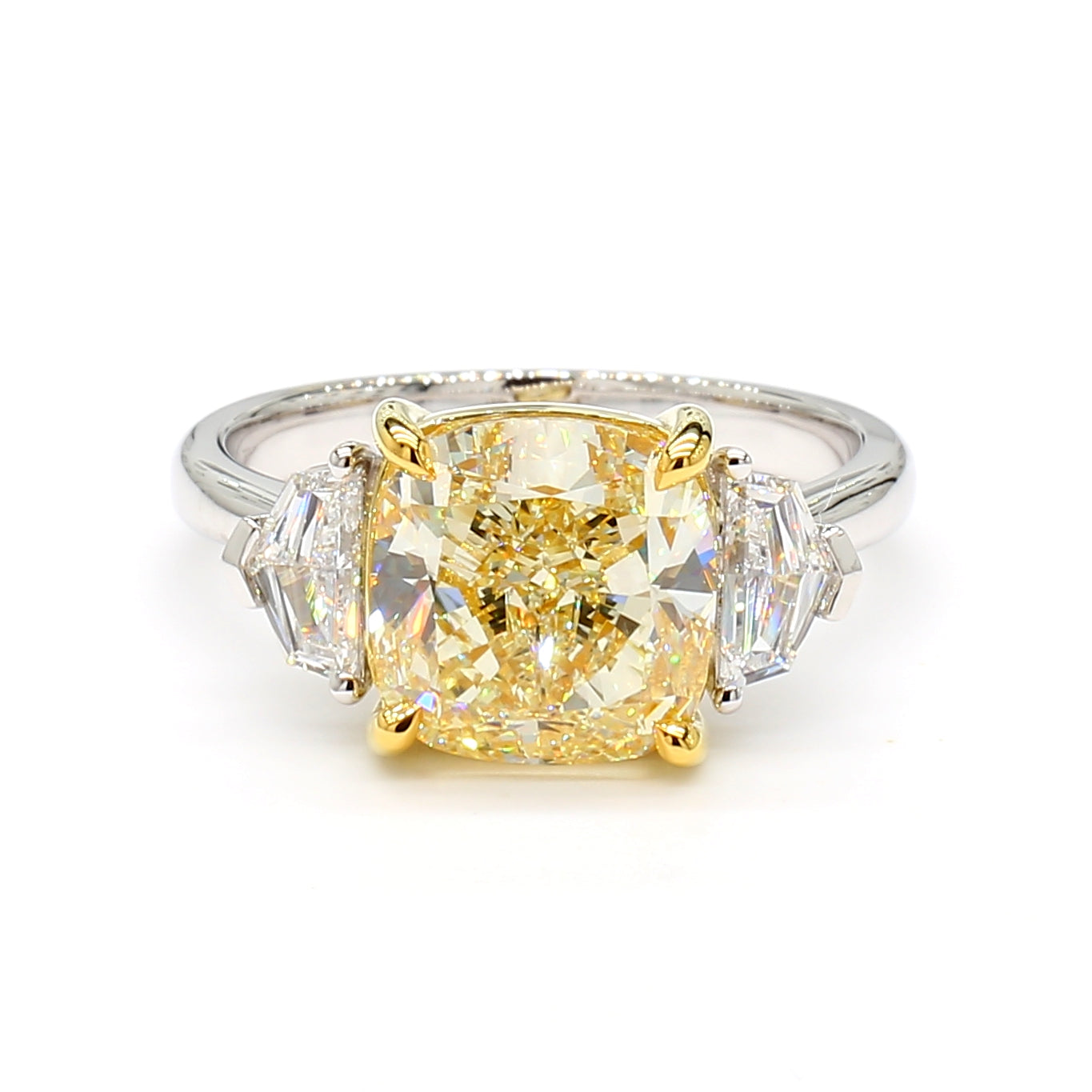 Natural Yellow Cushion Diamond Ring GIA Certified product image 1