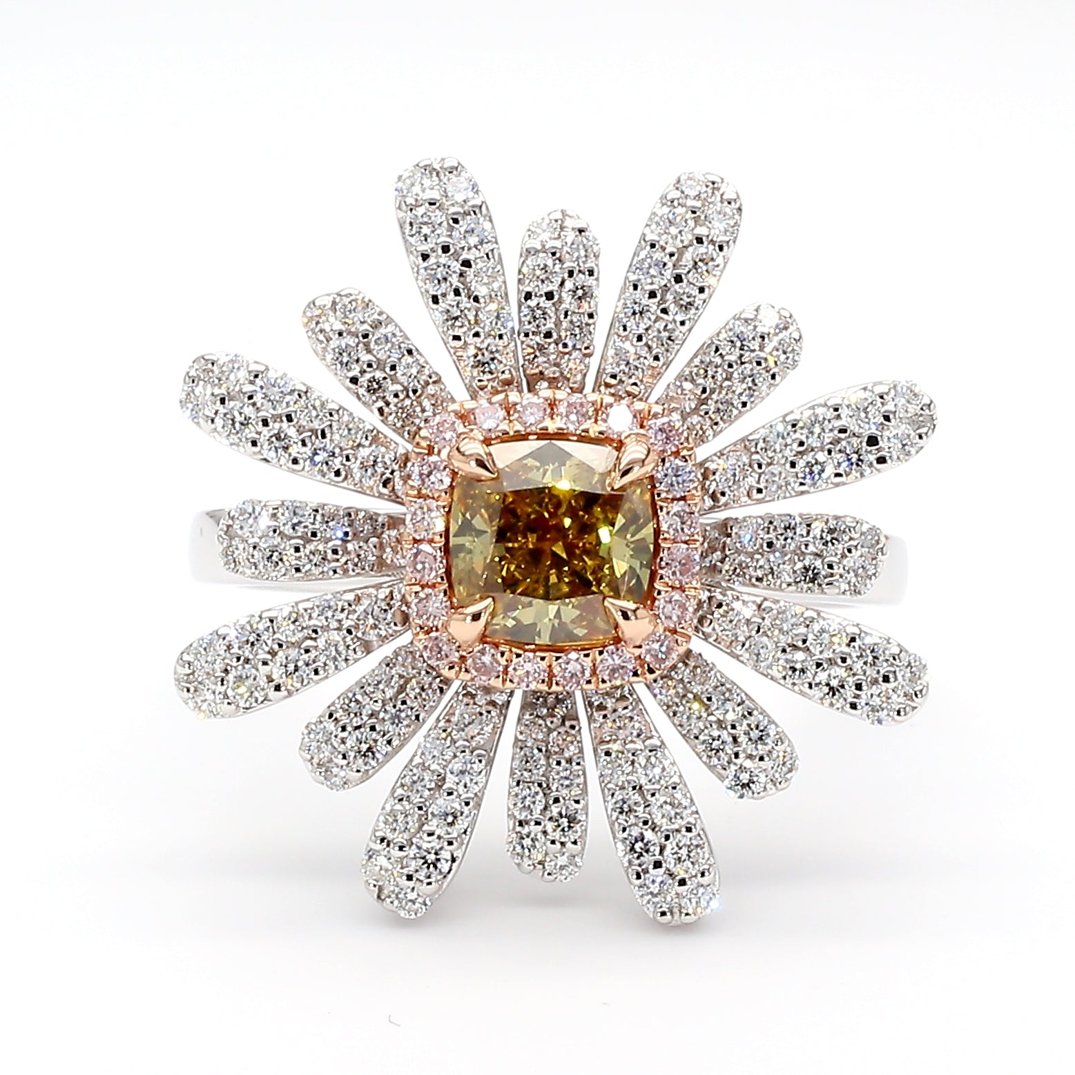 Natural Yellow Cushion Diamond Ring Gia Certified