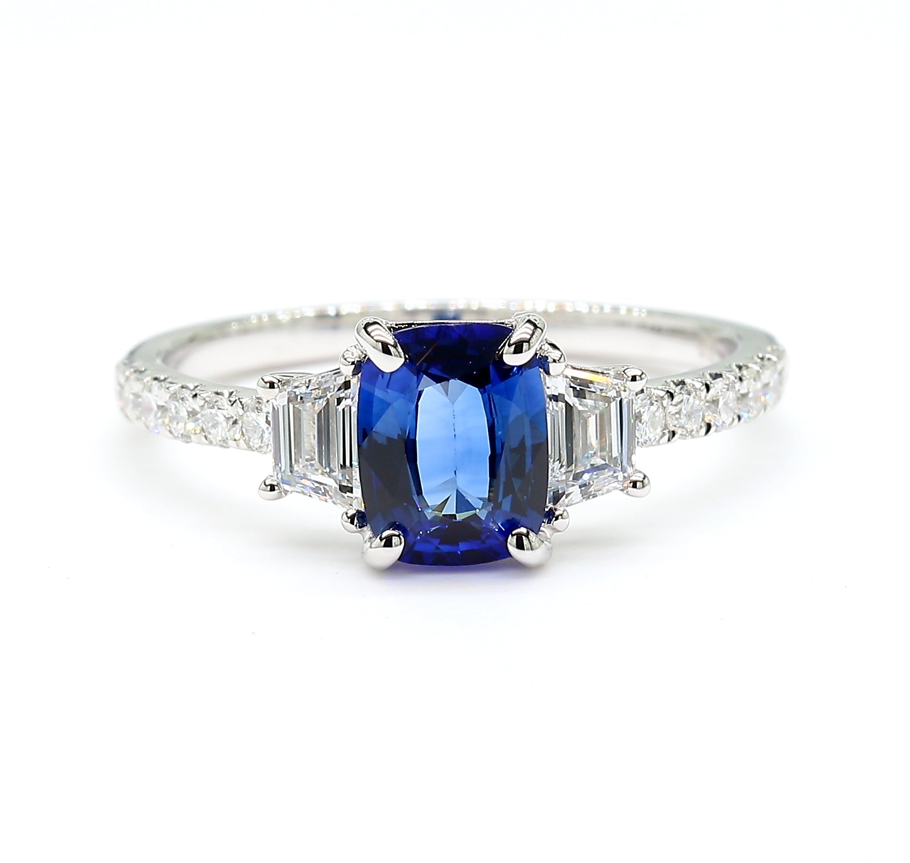 Natural Blue Cushion Sapphire & White Diamond Ring product image 1