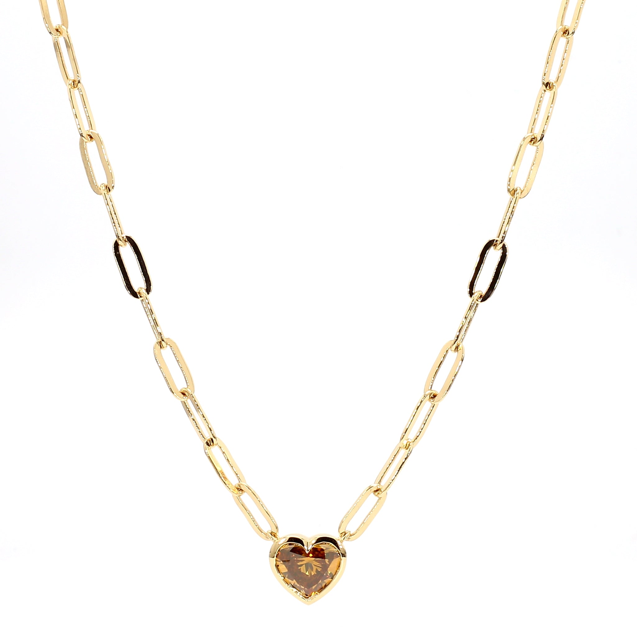 Natural Orange Heart Diamond Necklace | GIA Certified