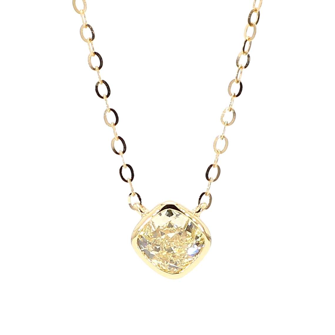 Natural Yellow Cushion Diamond Necklace Gia Certified