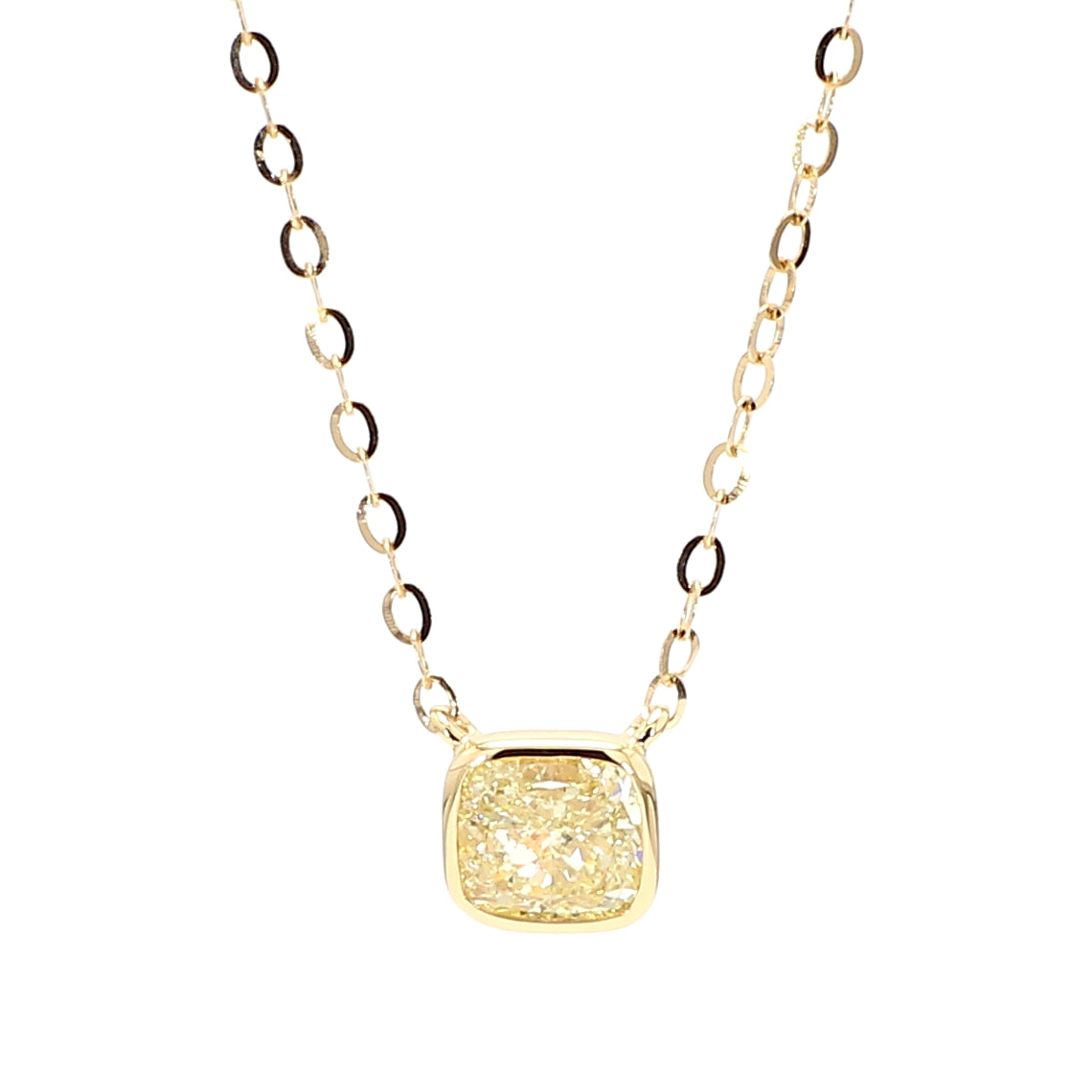Natural Yellow Cushion Diamond Necklace