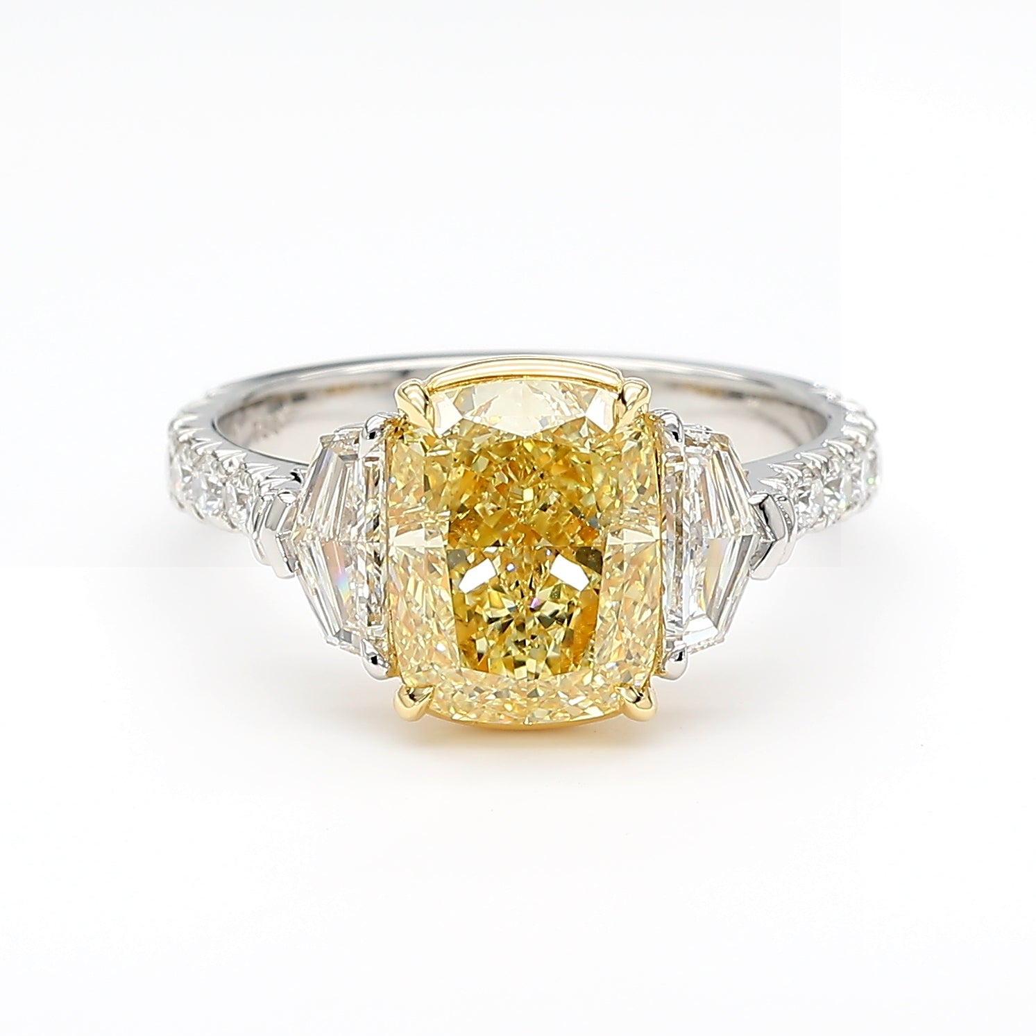 Natural Yellow Cushion Diamond Ring GIA Certified product image 1