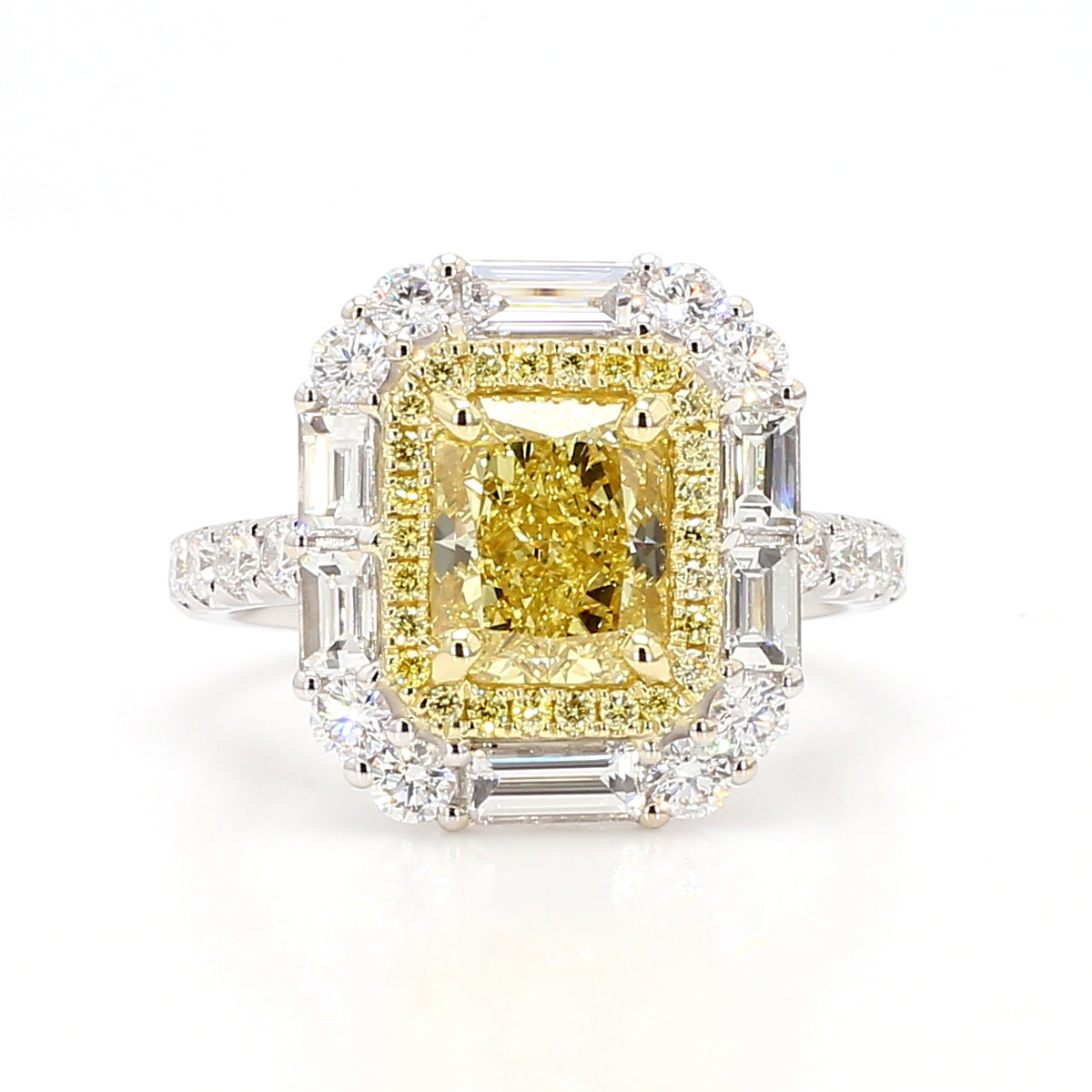 Natural Yellow Radiant Diamond Ring | GIA Certified