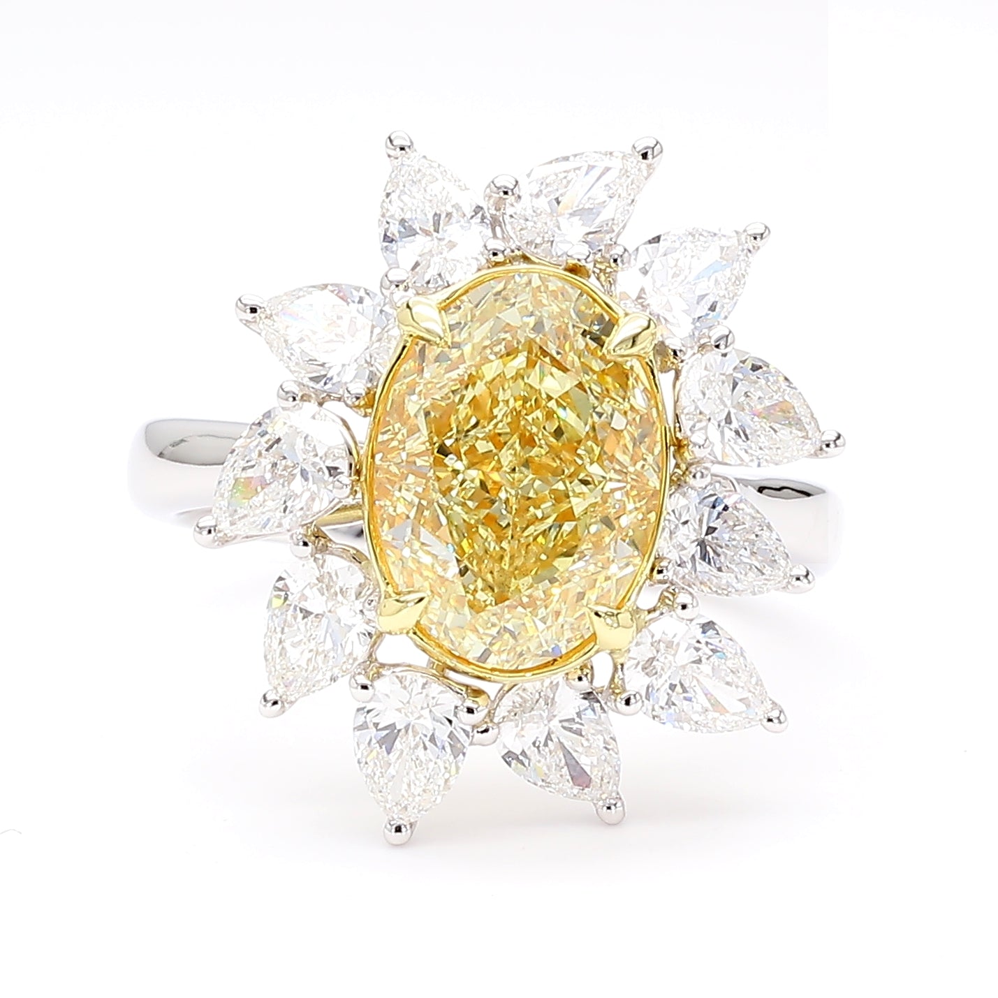 Natural Yellow Diamond Sunburst Ring | GIA Certified